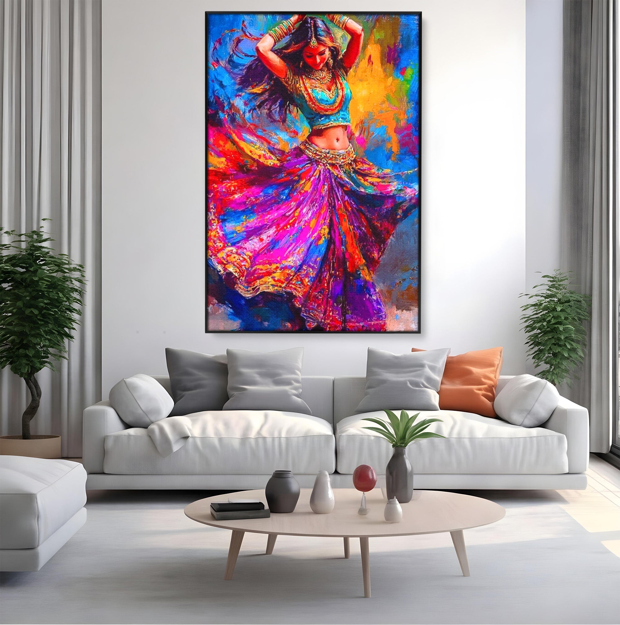 Tablou Canvas Premium LuxCanva® PI1011, Dansatoare Indiana, Dans, Cultura, Exotic, Living, Arta, Culori Vibrante