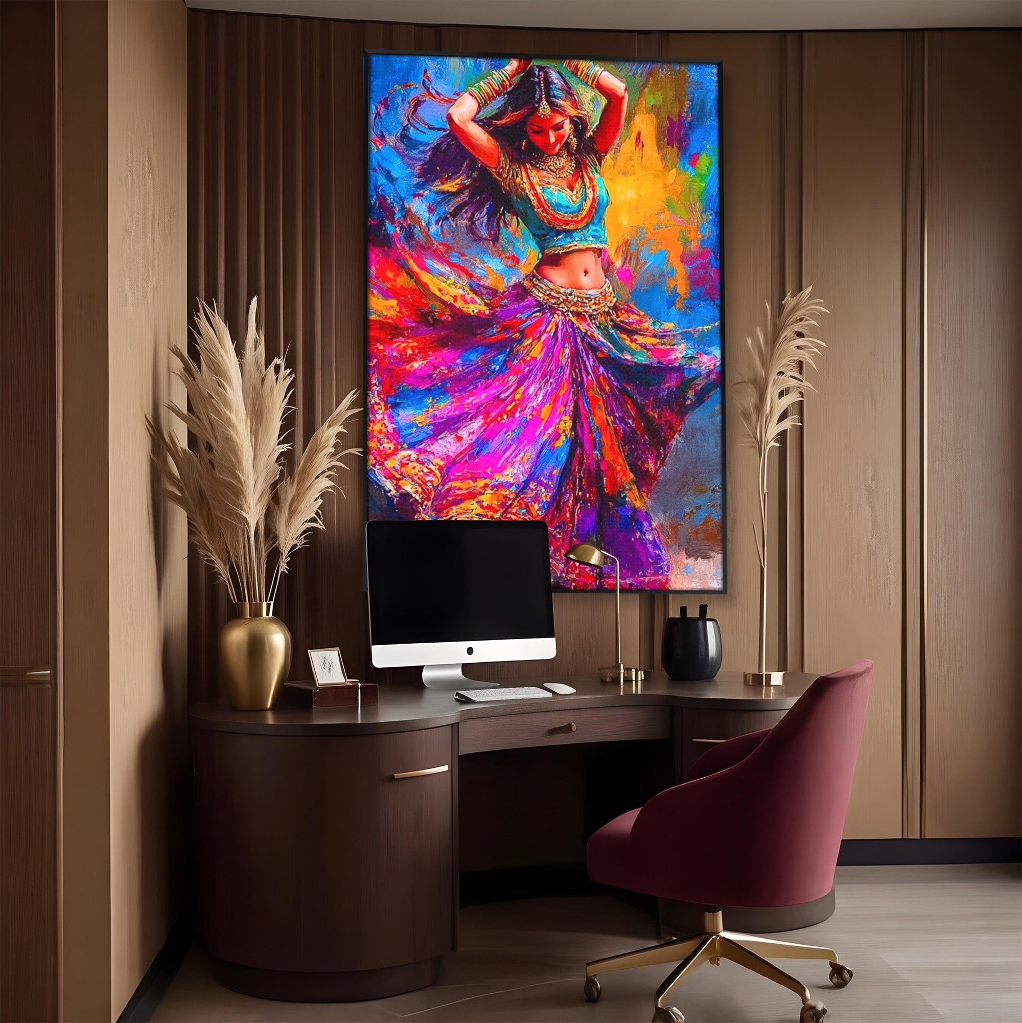Tablou Canvas Premium LuxCanva® PI1011, Dansatoare Indiana, Dans, Cultura, Exotic, Living, Arta, Culori Vibrante