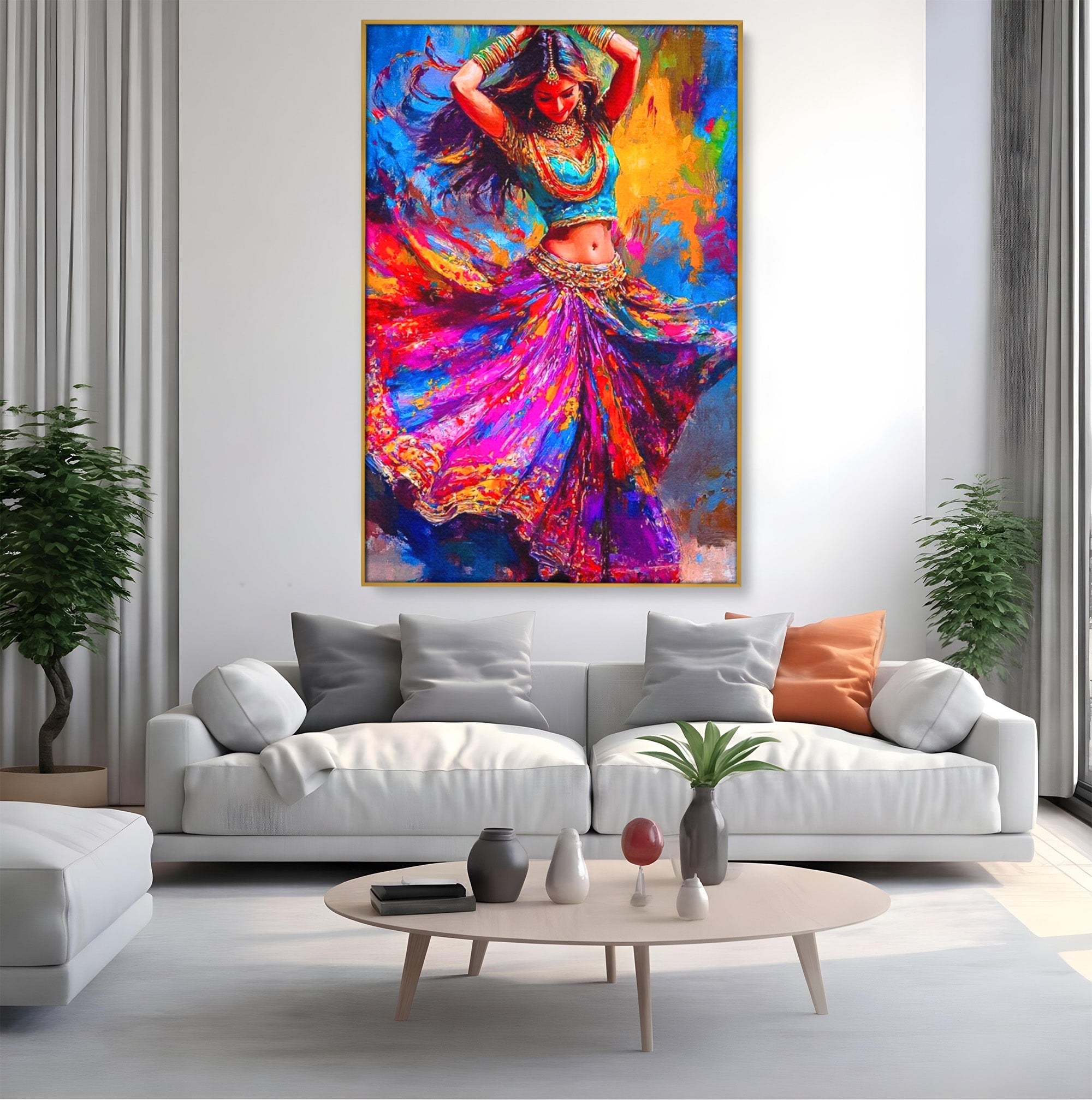 Tablou Canvas Premium LuxCanva® PI1011, Dansatoare Indiana, Dans, Cultura, Exotic, Living, Arta, Culori Vibrante