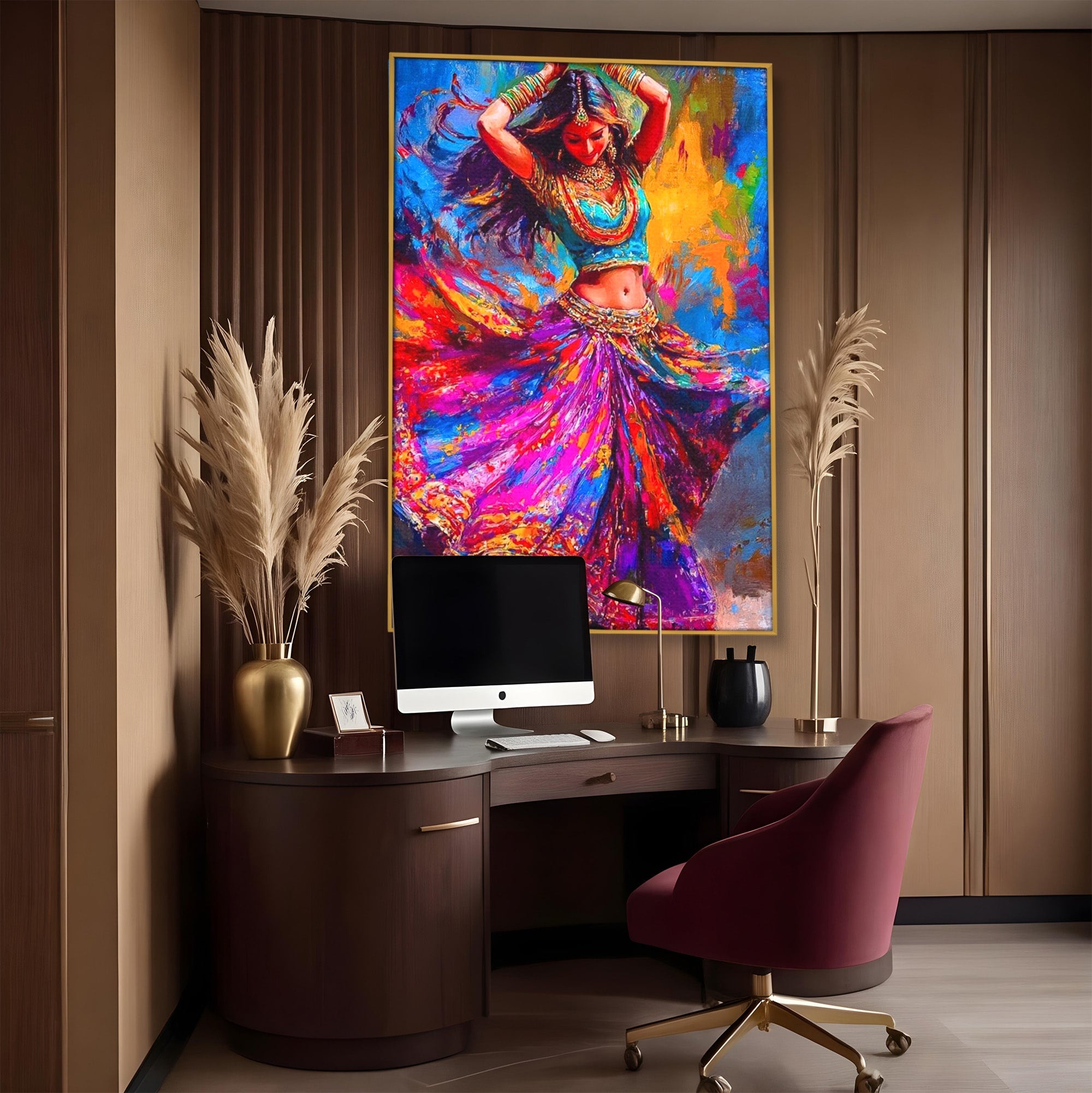 Tablou Canvas Premium LuxCanva® PI1011, Dansatoare Indiana, Dans, Cultura, Exotic, Living, Arta, Culori Vibrante