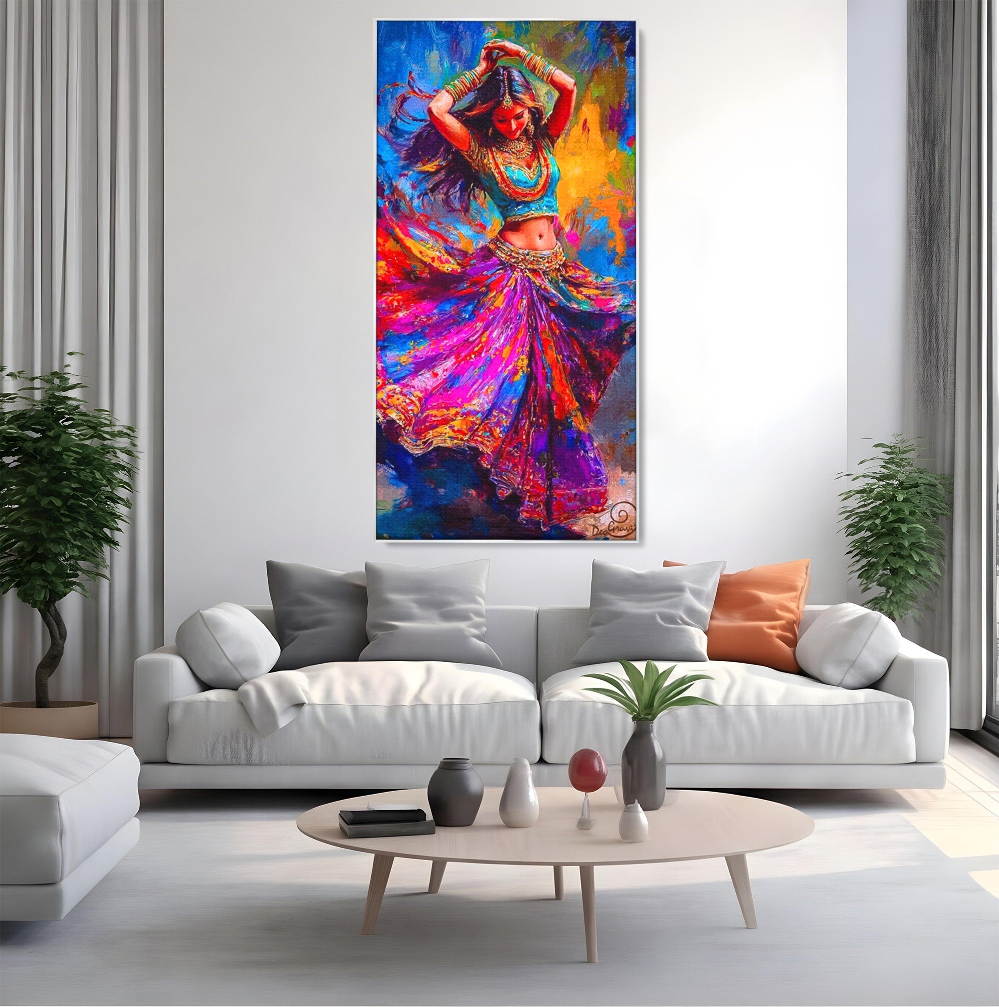 Tablou Canvas Premium LuxCanva® PI1011, Dansatoare Indiana, Dans, Cultura, Exotic, Living, Arta, Culori Vibrante