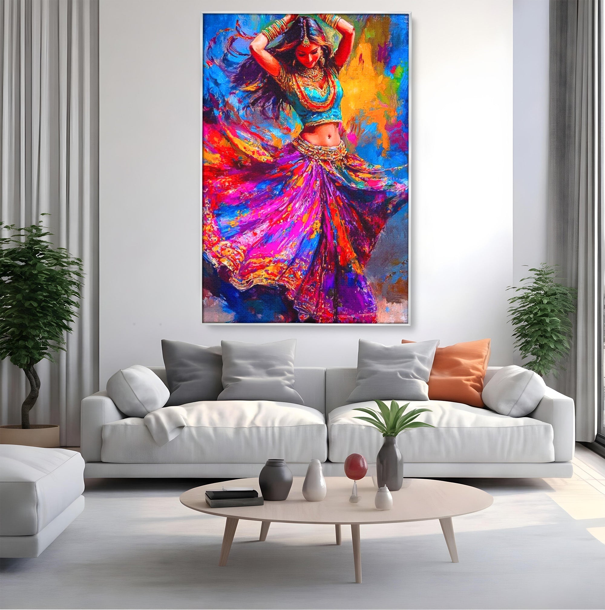Tablou Canvas Premium LuxCanva® PI1011, Dansatoare Indiana, Dans, Cultura, Exotic, Living, Arta, Culori Vibrante