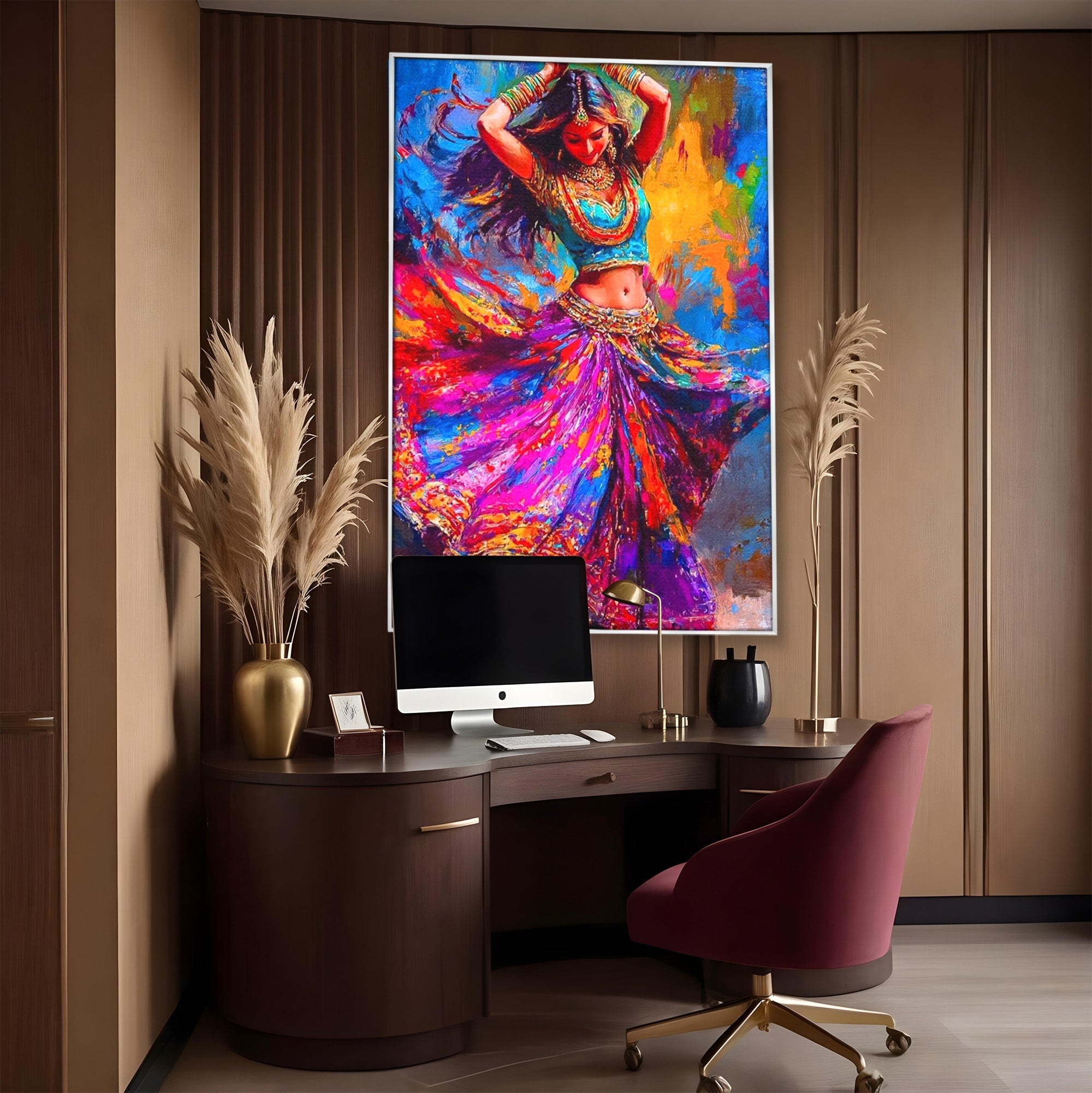 Tablou Canvas Premium LuxCanva® PI1011, Dansatoare Indiana, Dans, Cultura, Exotic, Living, Arta, Culori Vibrante