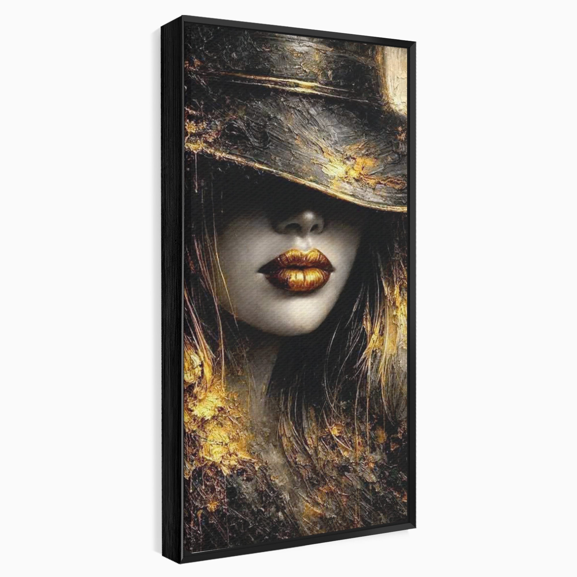 Tablou Canvas Premium LuxCanva® PI1015, Misterul Aurului, Mister, Femeie, Portret, Eleganta, Dormitor, Culori Vibrante