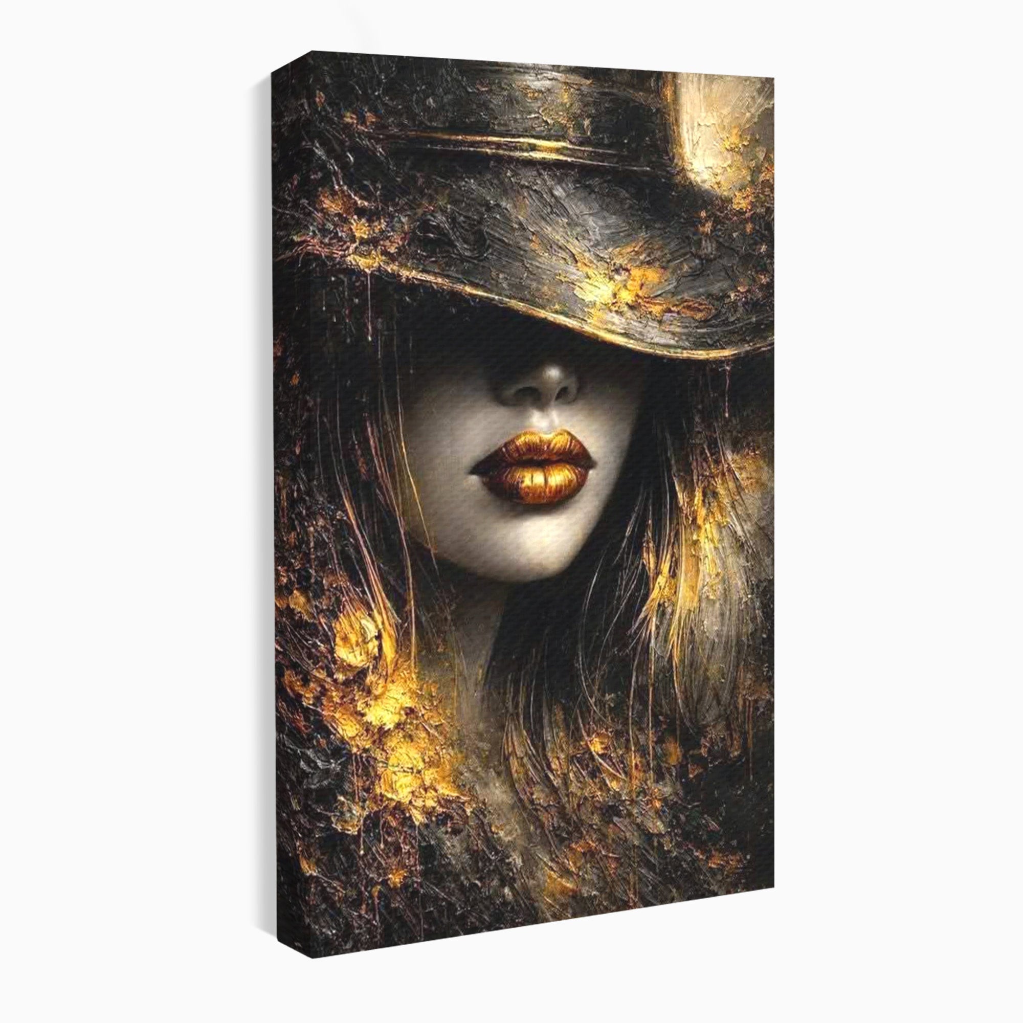 Tablou Canvas Premium LuxCanva® PI1015, Misterul Aurului, Mister, Femeie, Portret, Eleganta, Dormitor, Culori Vibrante