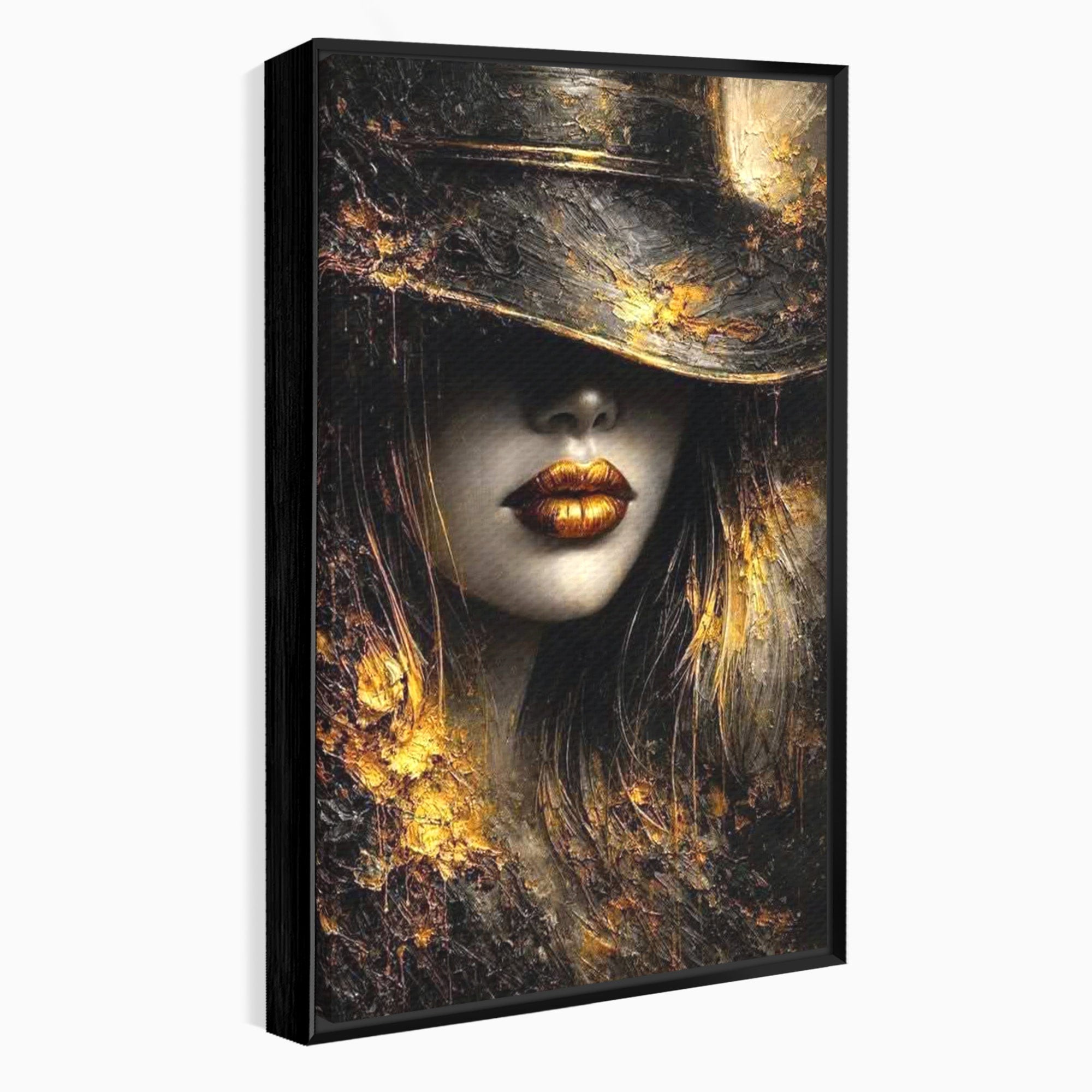 Tablou Canvas Premium LuxCanva® PI1015, Misterul Aurului, Mister, Femeie, Portret, Eleganta, Dormitor, Culori Vibrante
