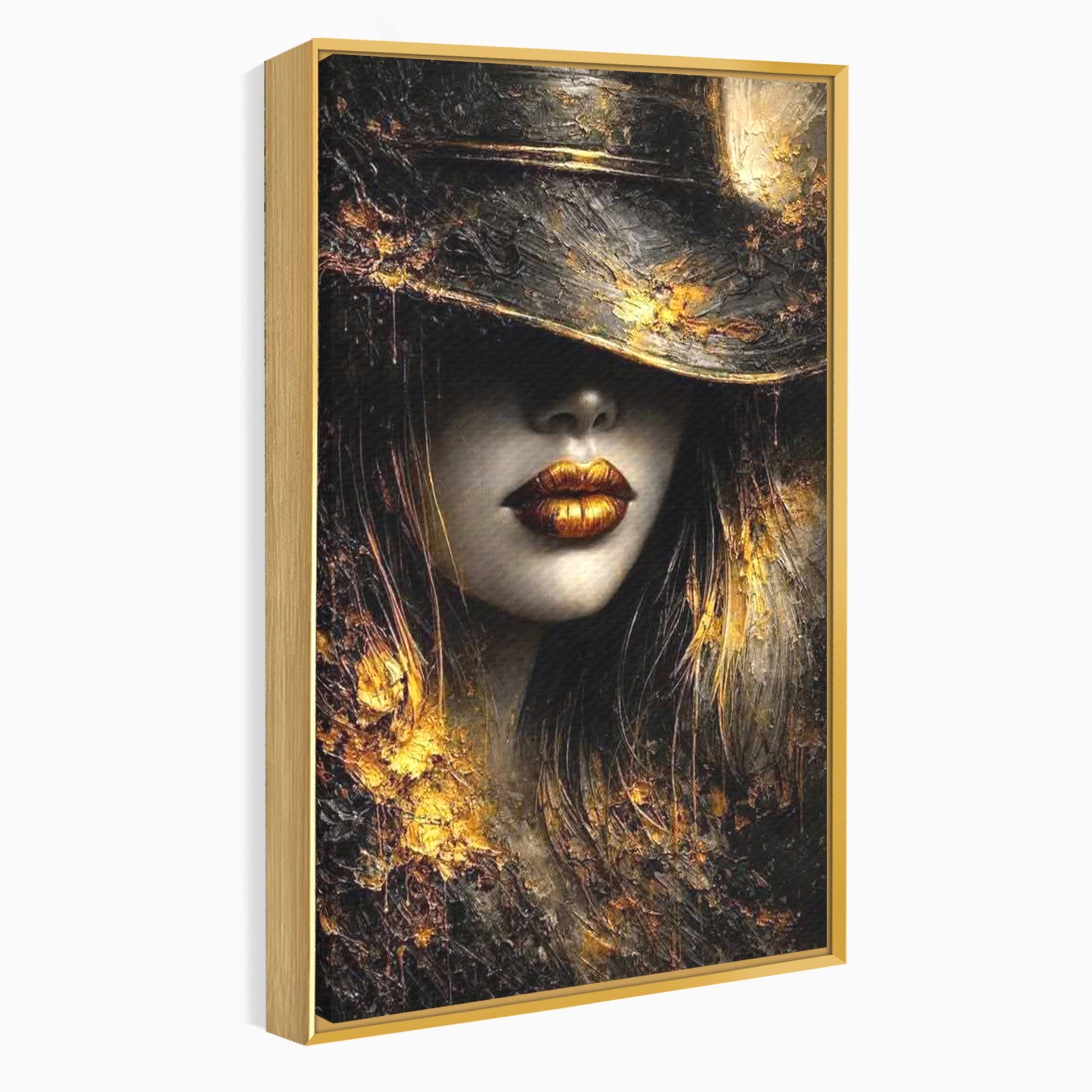 Tablou Canvas Premium LuxCanva® PI1015, Misterul Aurului, Mister, Femeie, Portret, Eleganta, Dormitor, Culori Vibrante