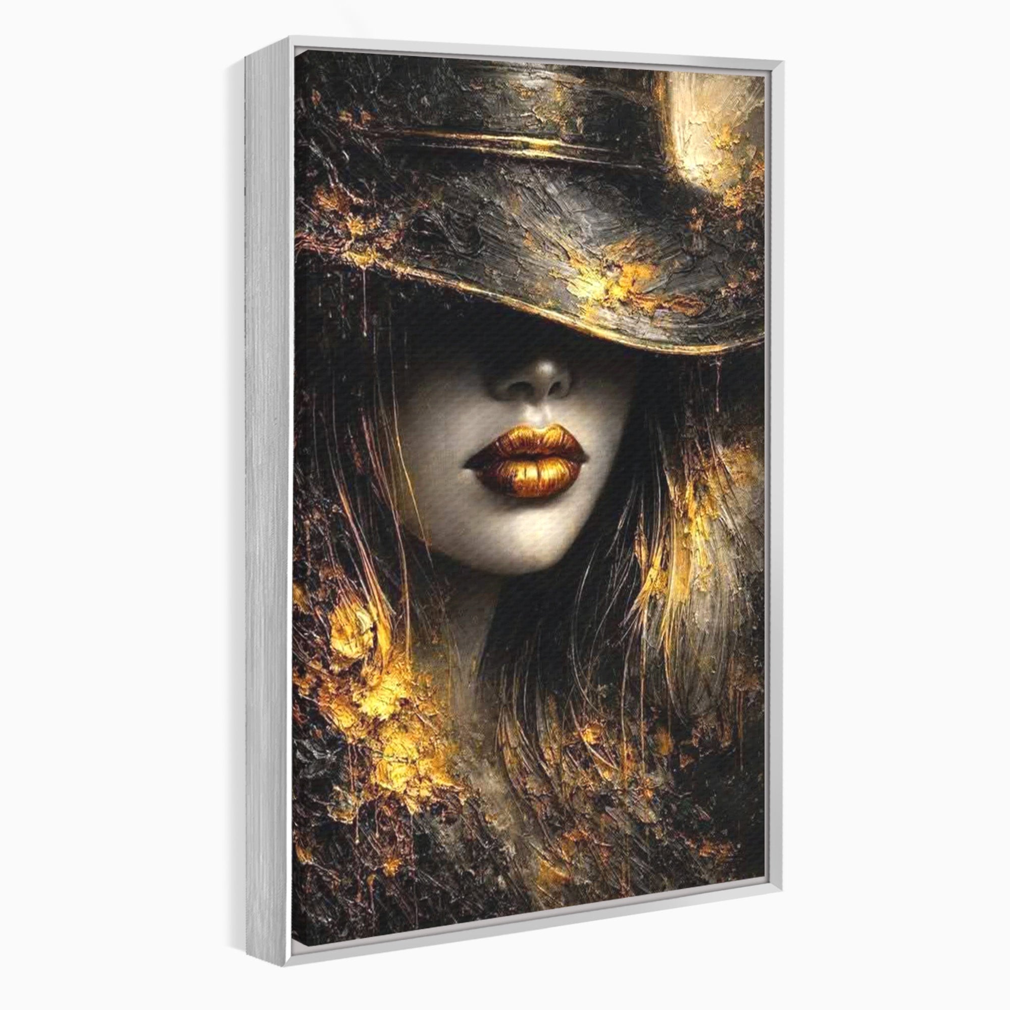 Tablou Canvas Premium LuxCanva® PI1015, Misterul Aurului, Mister, Femeie, Portret, Eleganta, Dormitor, Culori Vibrante