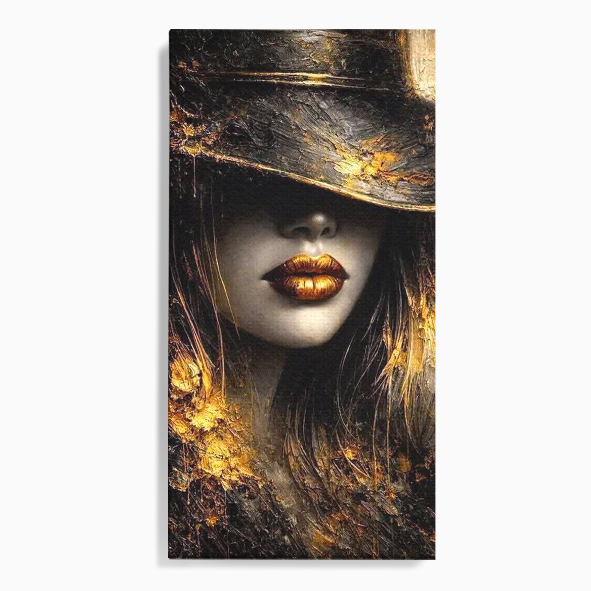 Tablou Canvas Premium LuxCanva® PI1015, Misterul Aurului, Mister, Femeie, Portret, Eleganta, Dormitor, Culori Vibrante