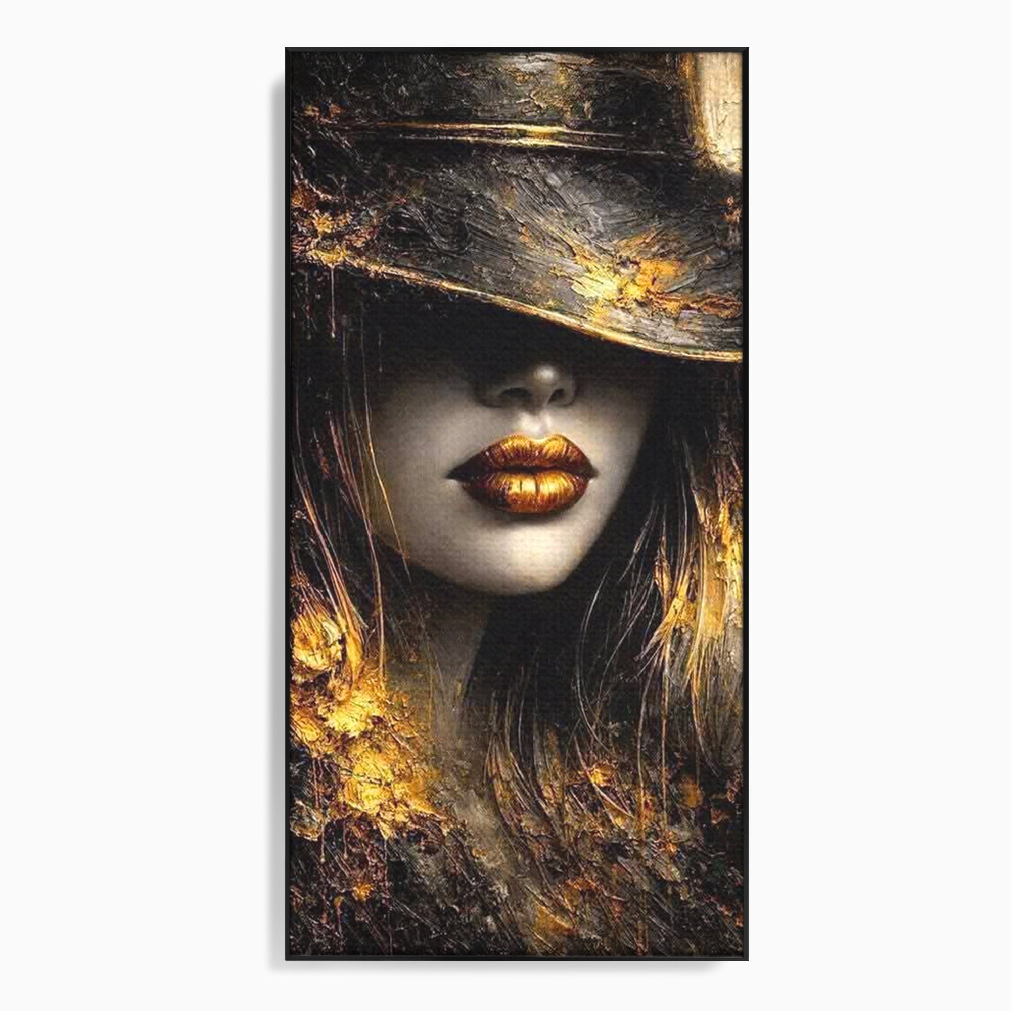 Tablou Canvas Premium LuxCanva® PI1015, Misterul Aurului, Mister, Femeie, Portret, Eleganta, Dormitor, Culori Vibrante