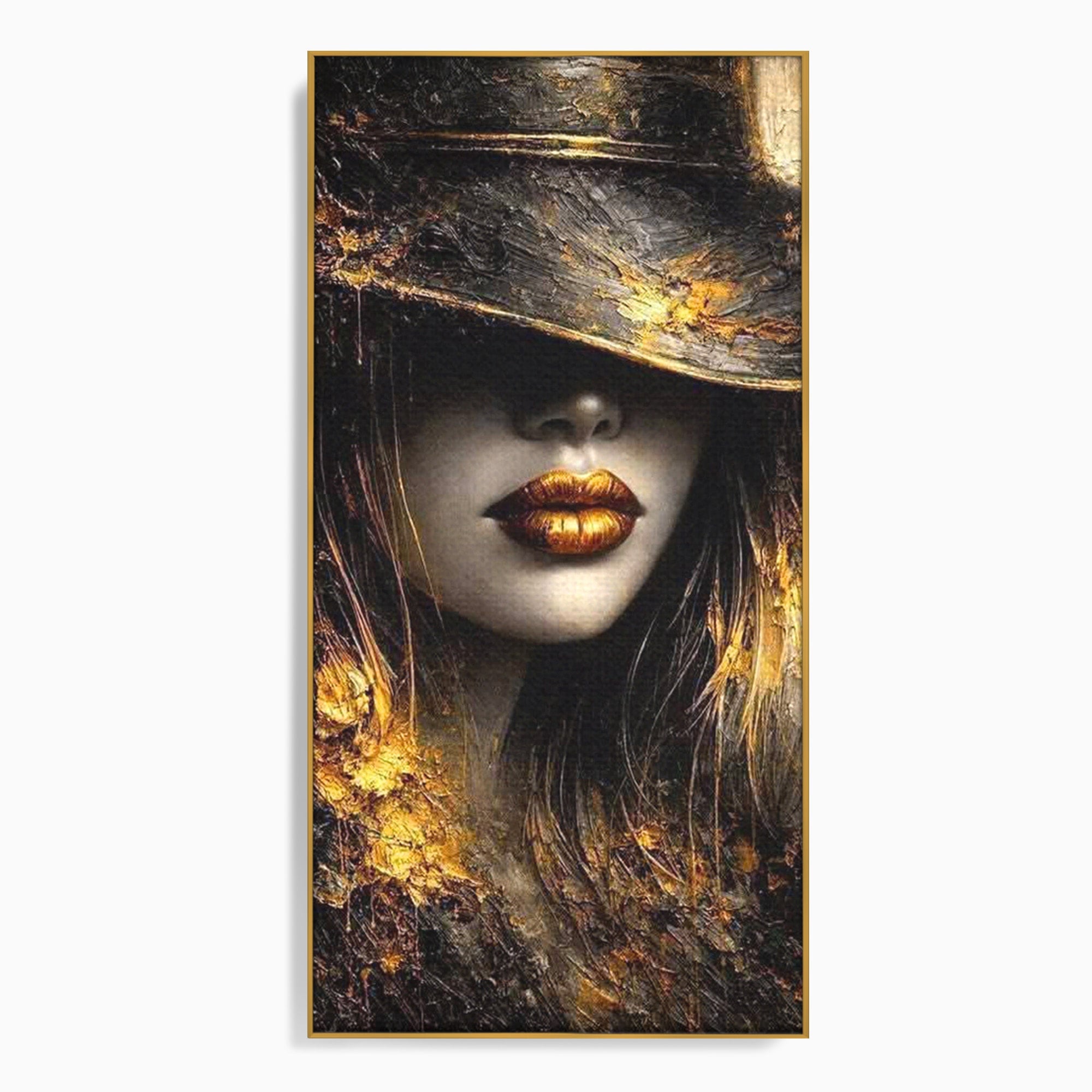 Tablou Canvas Premium LuxCanva® PI1015, Misterul Aurului, Mister, Femeie, Portret, Eleganta, Dormitor, Culori Vibrante