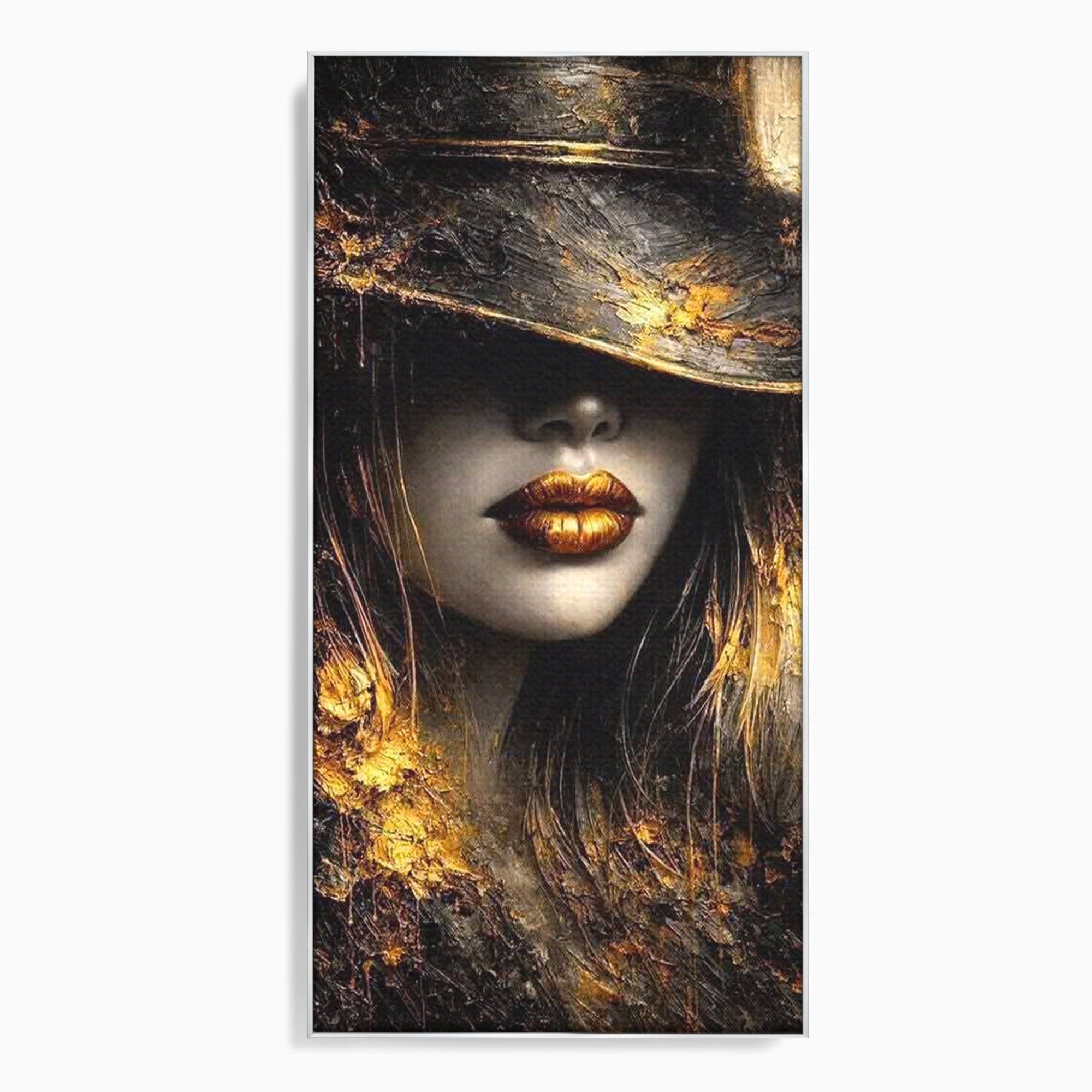 Tablou Canvas Premium LuxCanva® PI1015, Misterul Aurului, Mister, Femeie, Portret, Eleganta, Dormitor, Culori Vibrante