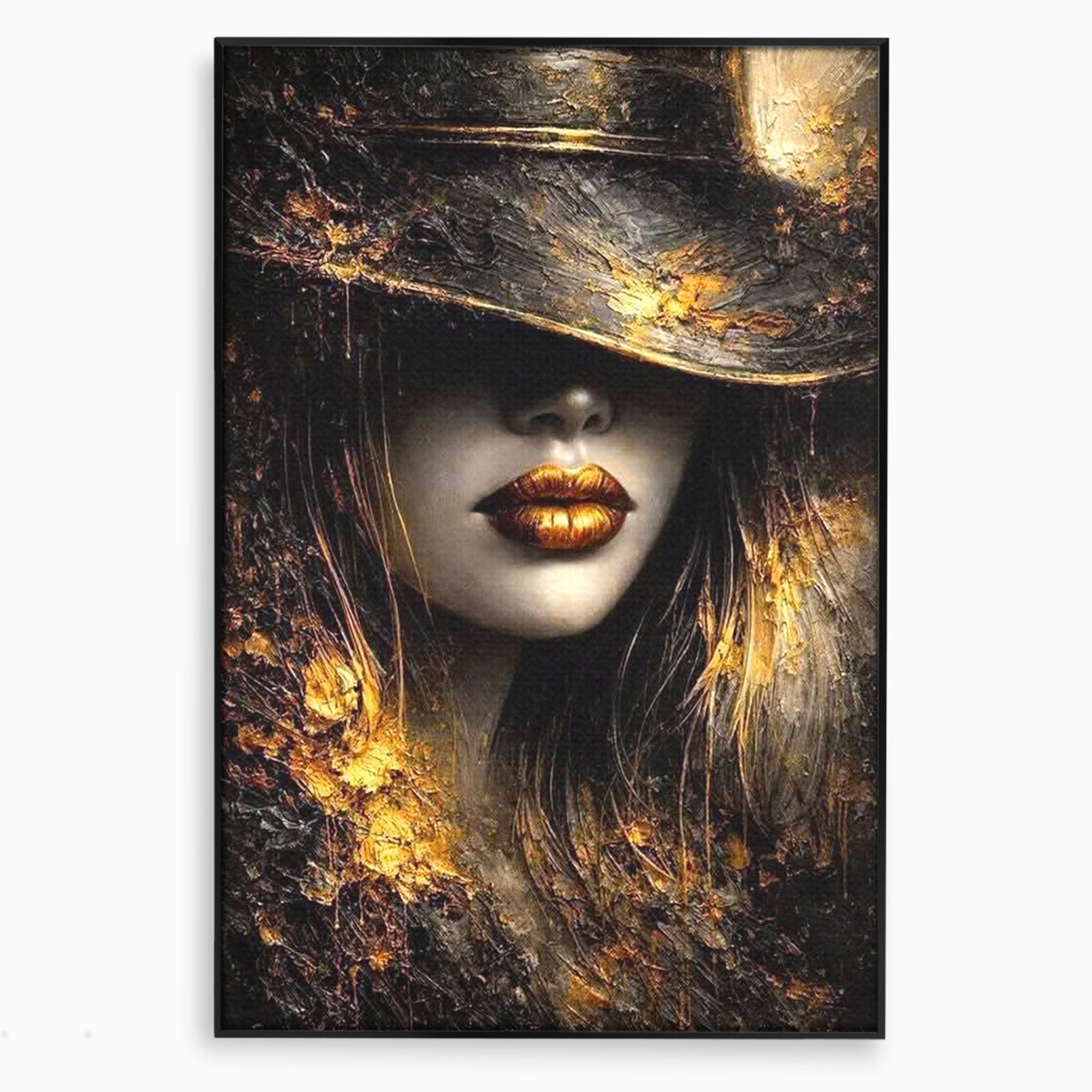Tablou Canvas Premium LuxCanva® PI1015, Misterul Aurului, Mister, Femeie, Portret, Eleganta, Dormitor, Culori Vibrante