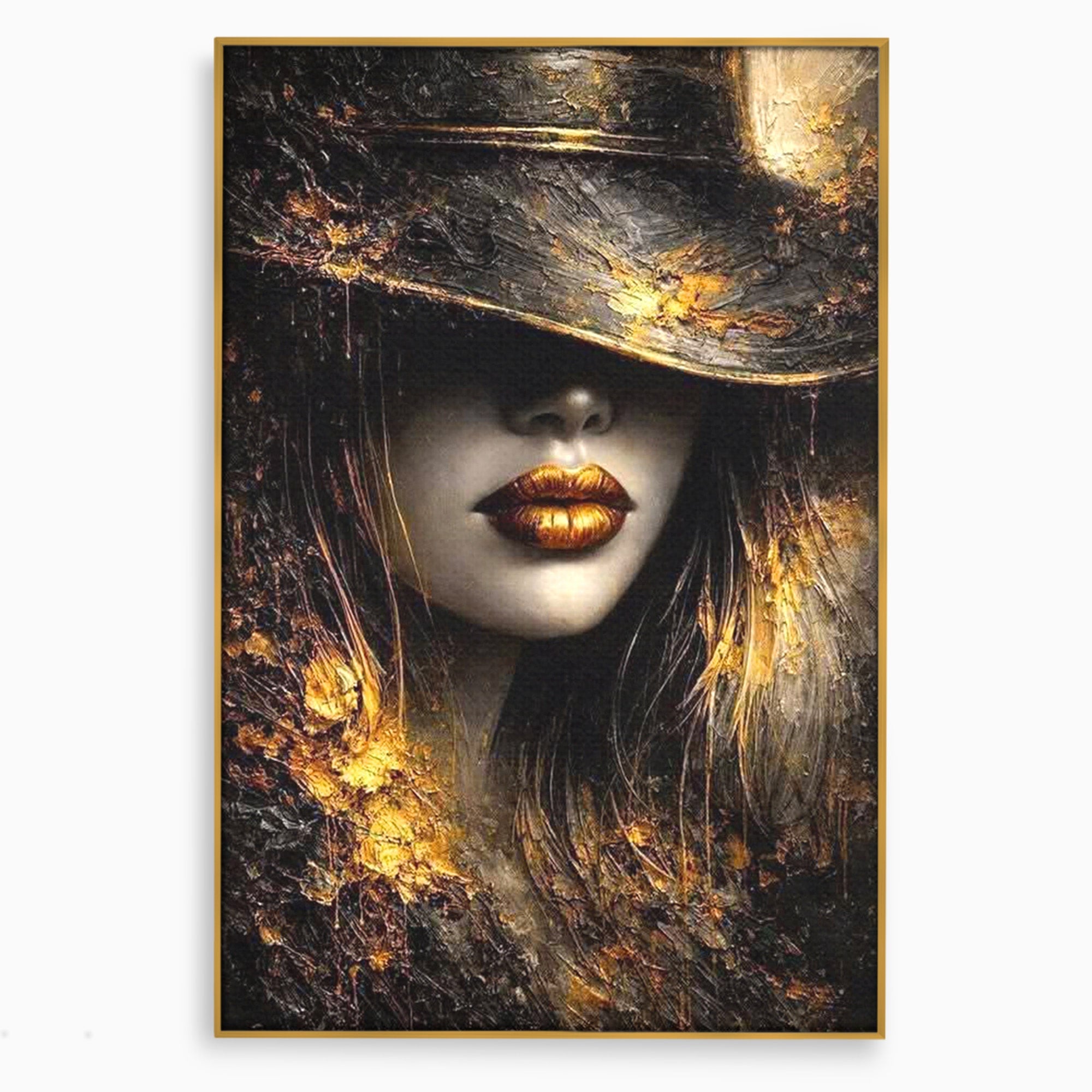 Tablou Canvas Premium LuxCanva® PI1015, Misterul Aurului, Mister, Femeie, Portret, Eleganta, Dormitor, Culori Vibrante