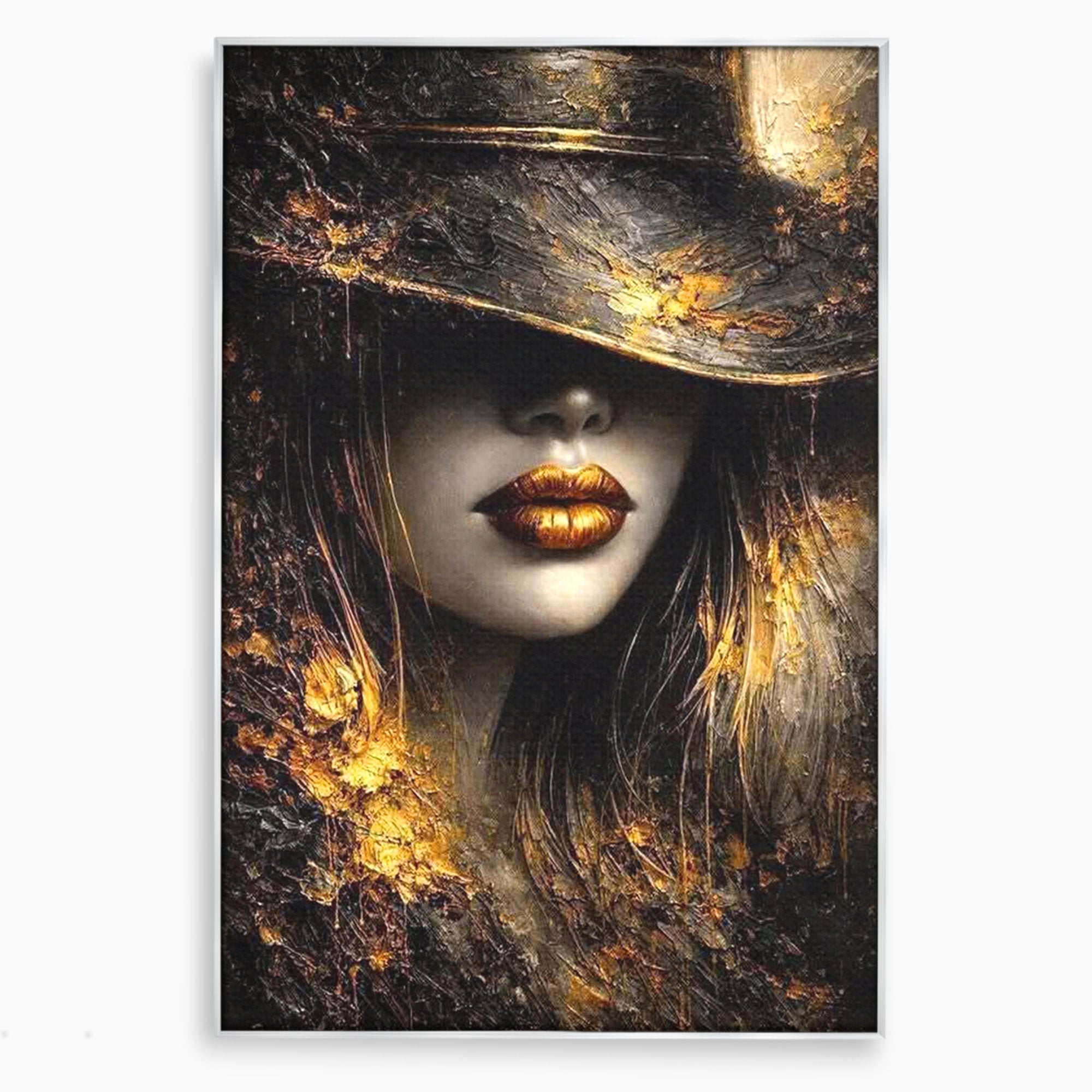 Tablou Canvas Premium LuxCanva® PI1015, Misterul Aurului, Mister, Femeie, Portret, Eleganta, Dormitor, Culori Vibrante
