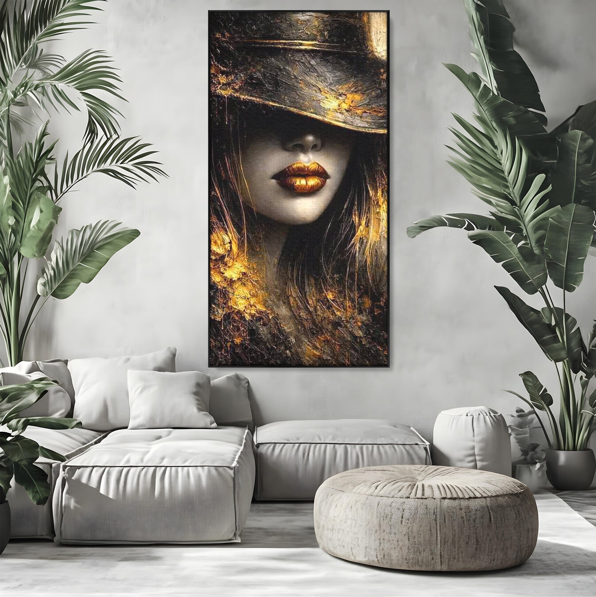 Tablou Canvas Premium LuxCanva® PI1015, Misterul Aurului, Mister, Femeie, Portret, Eleganta, Dormitor, Culori Vibrante