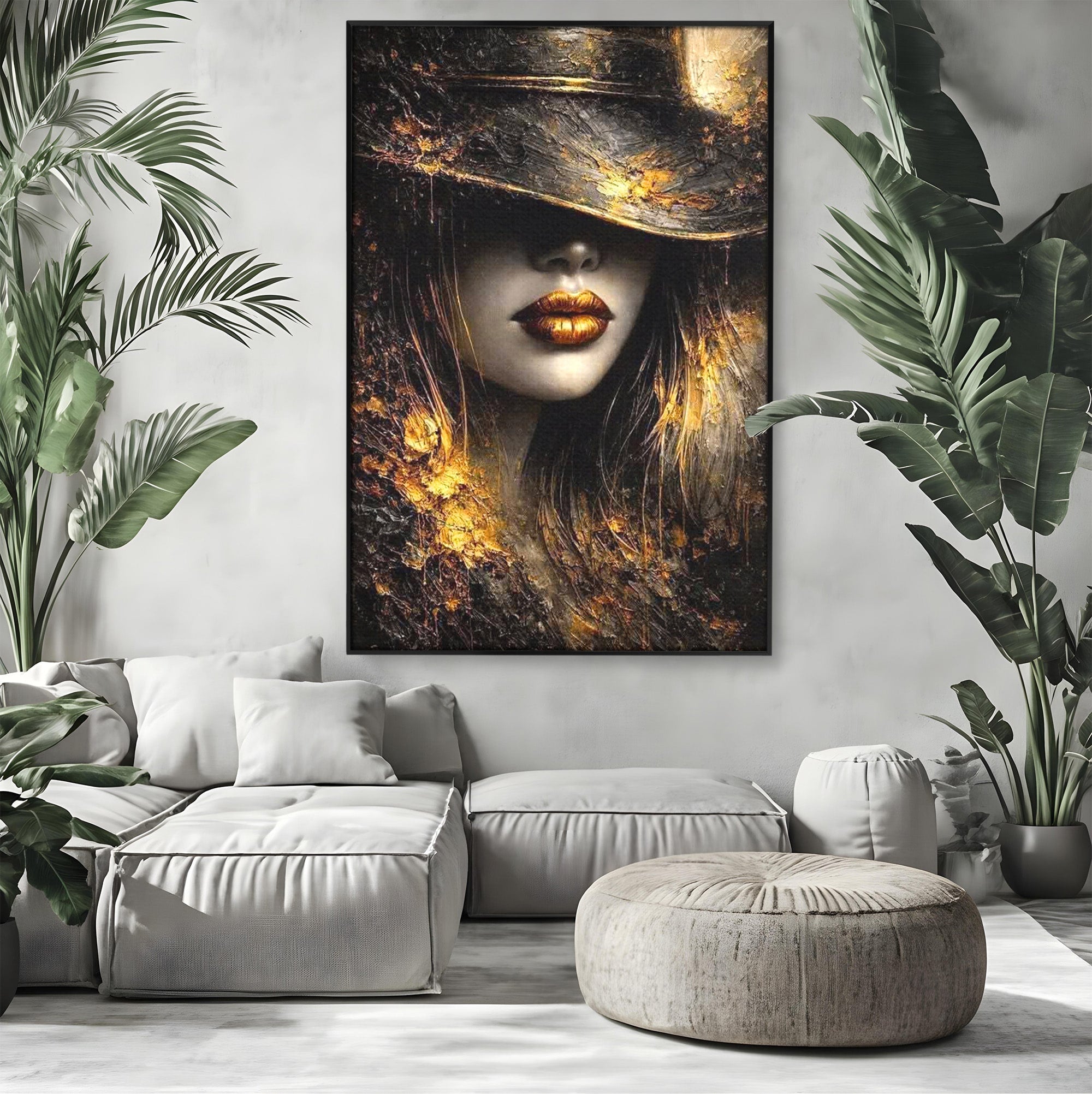 Tablou Canvas Premium LuxCanva® PI1015, Misterul Aurului, Mister, Femeie, Portret, Eleganta, Dormitor, Culori Vibrante