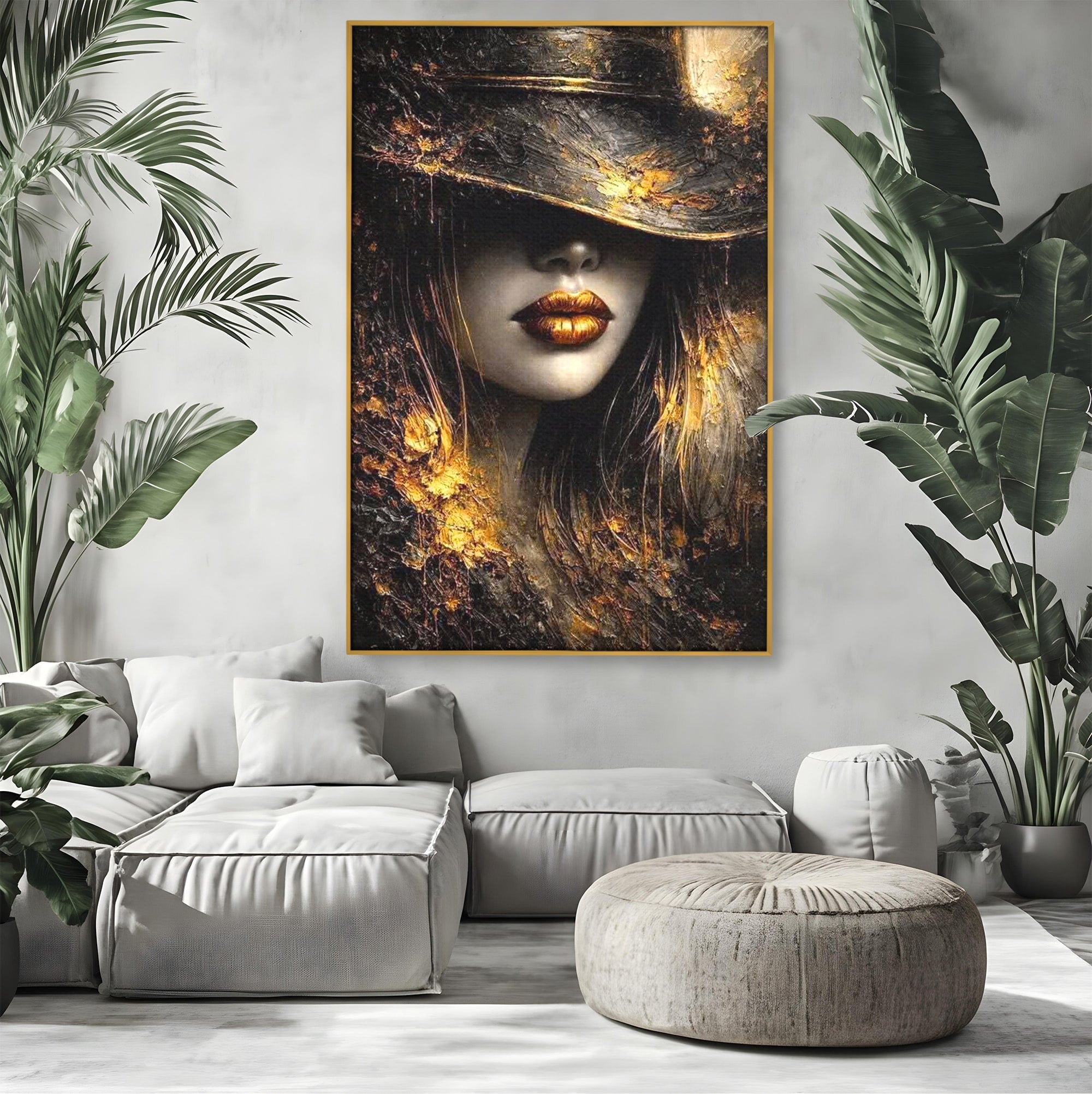 Tablou Canvas Premium LuxCanva® PI1015, Misterul Aurului, Mister, Femeie, Portret, Eleganta, Dormitor, Culori Vibrante