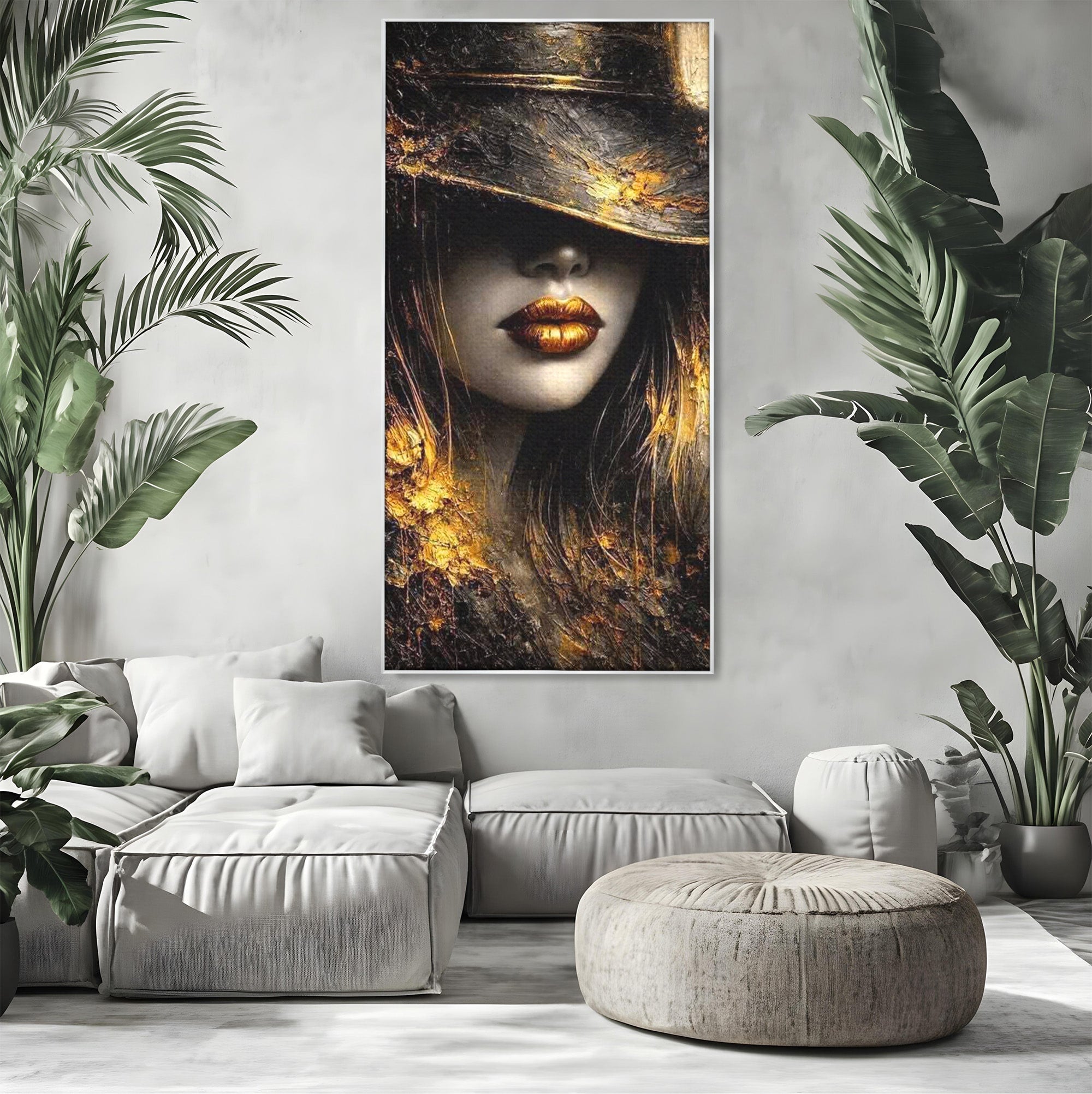 Tablou Canvas Premium LuxCanva® PI1015, Misterul Aurului, Mister, Femeie, Portret, Eleganta, Dormitor, Culori Vibrante