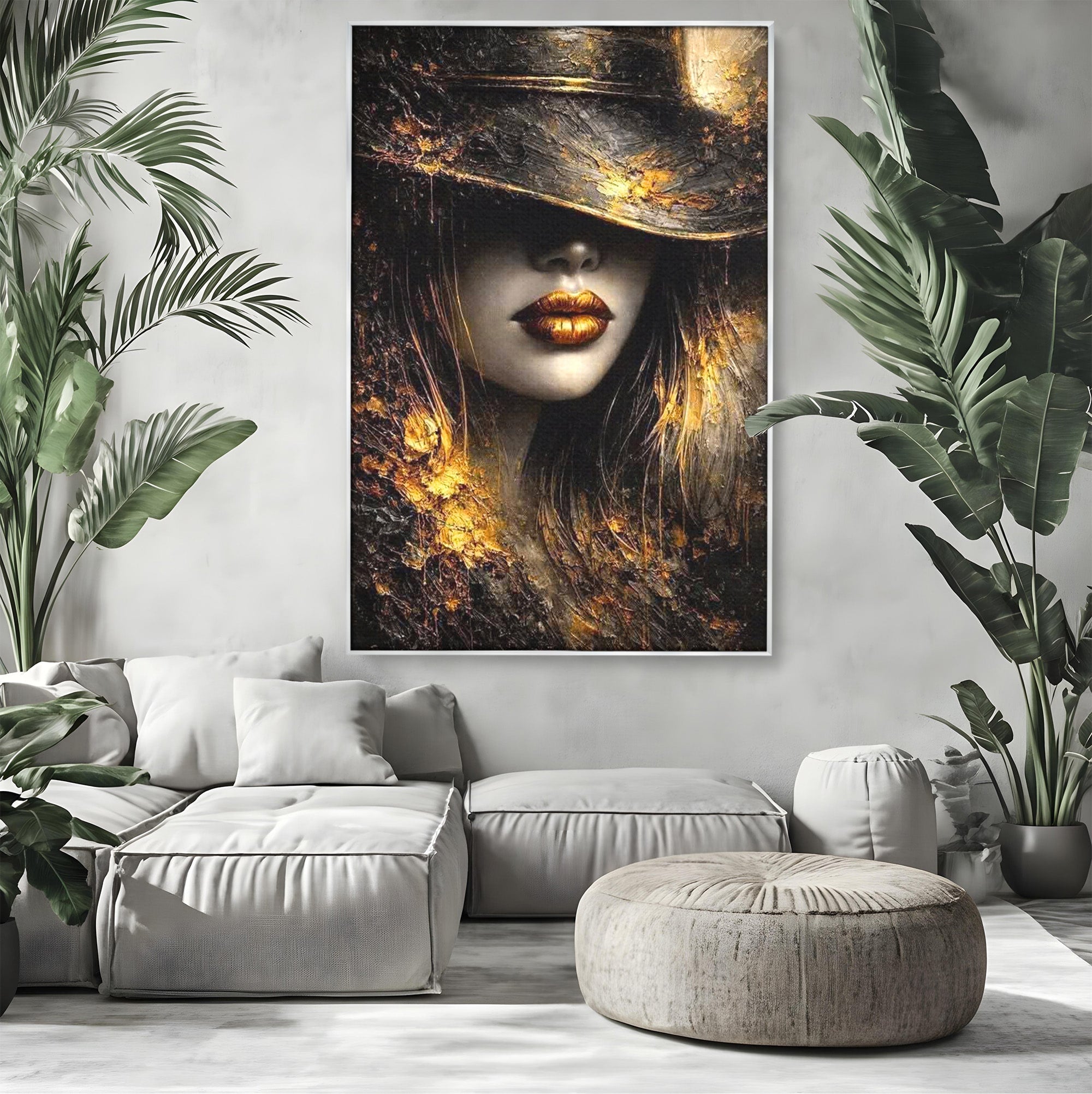 Tablou Canvas Premium LuxCanva® PI1015, Misterul Aurului, Mister, Femeie, Portret, Eleganta, Dormitor, Culori Vibrante