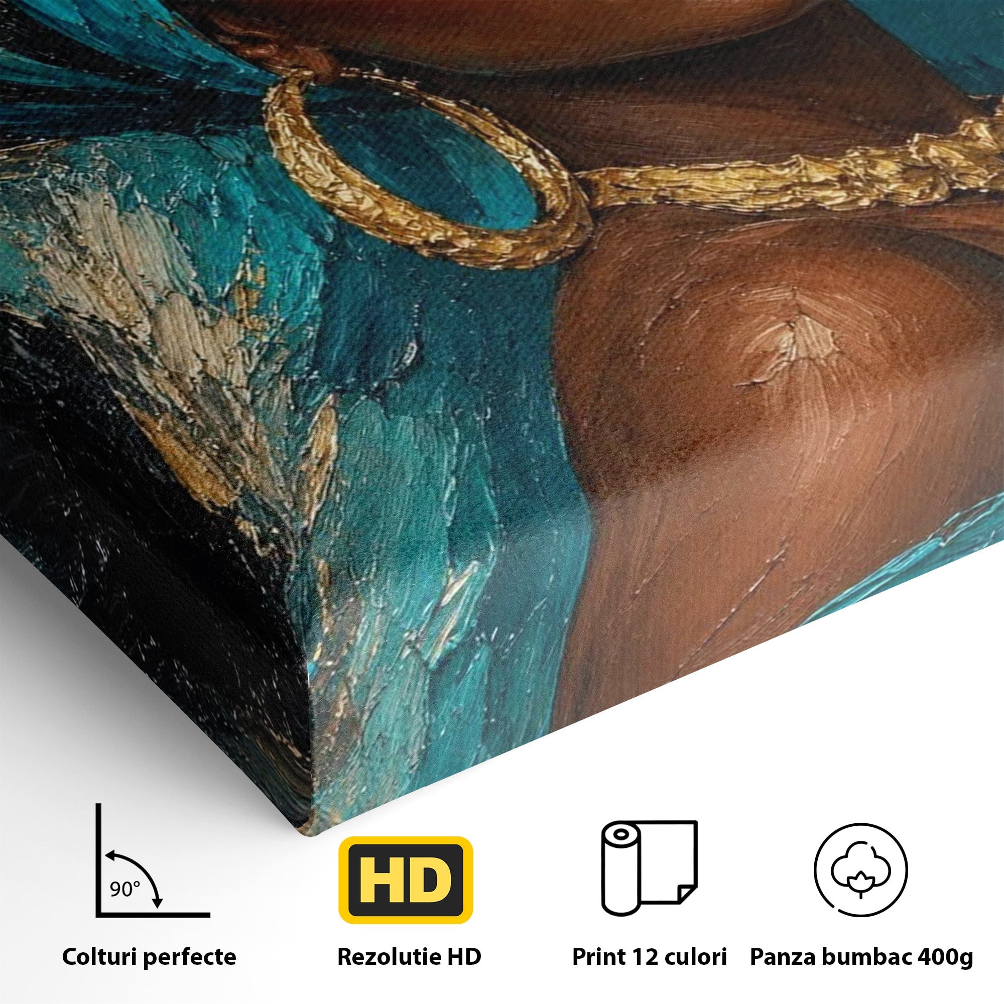 Tablou Canvas Premium LuxCanva® PI1016, Eleganta Africana, Portret, Femeie, Eleganta, Turban, Dormitor, Living, Culori Vibrante