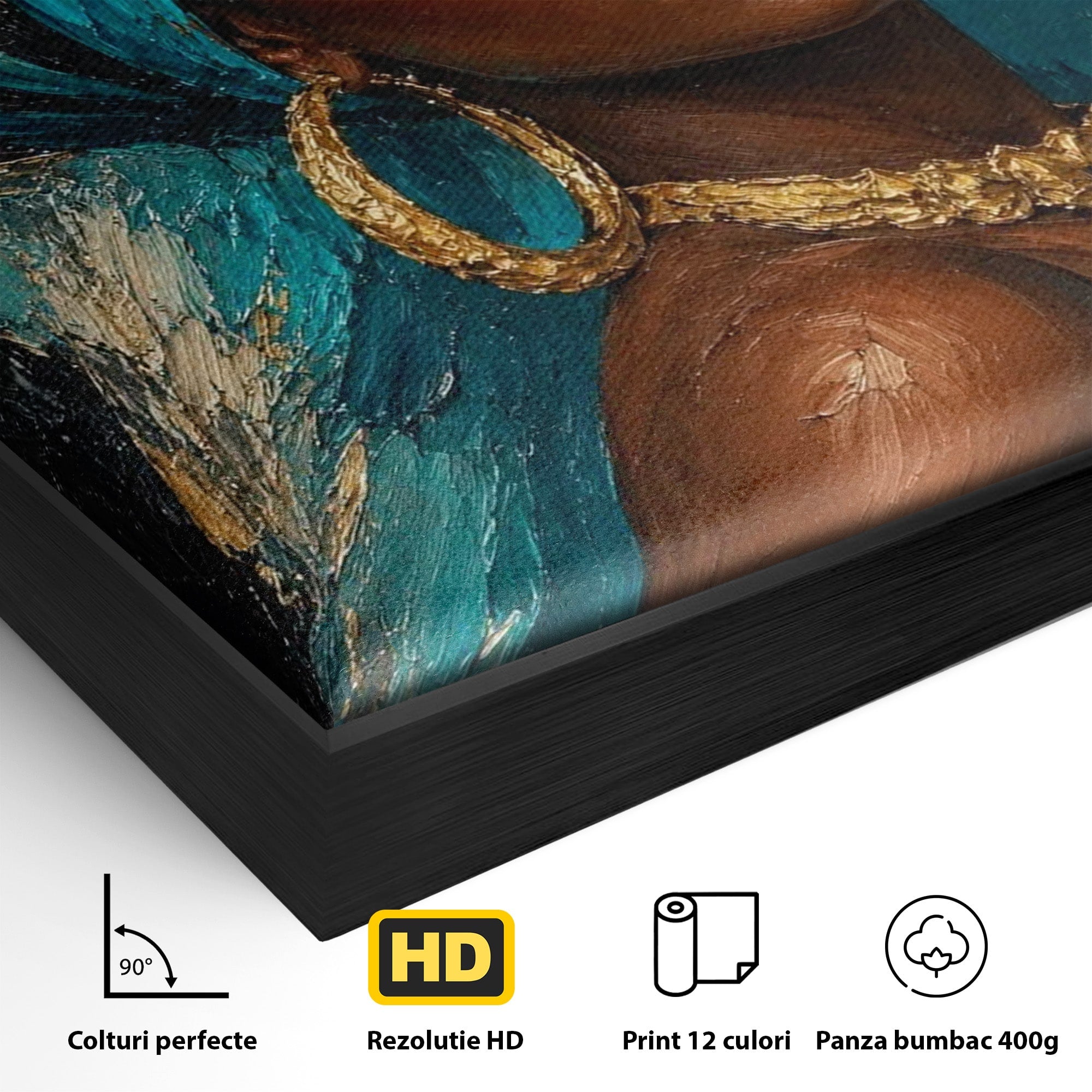 Tablou Canvas Premium LuxCanva® PI1016, Eleganta Africana, Portret, Femeie, Eleganta, Turban, Dormitor, Living, Culori Vibrante