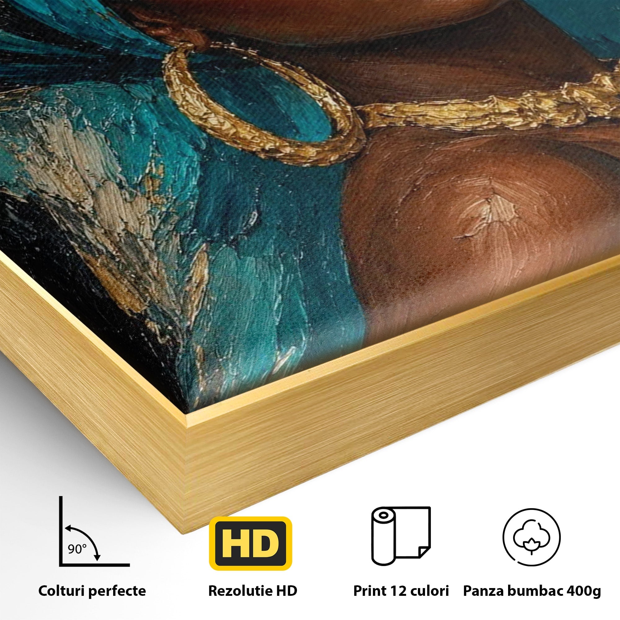 Tablou Canvas Premium LuxCanva® PI1016, Eleganta Africana, Portret, Femeie, Eleganta, Turban, Dormitor, Living, Culori Vibrante