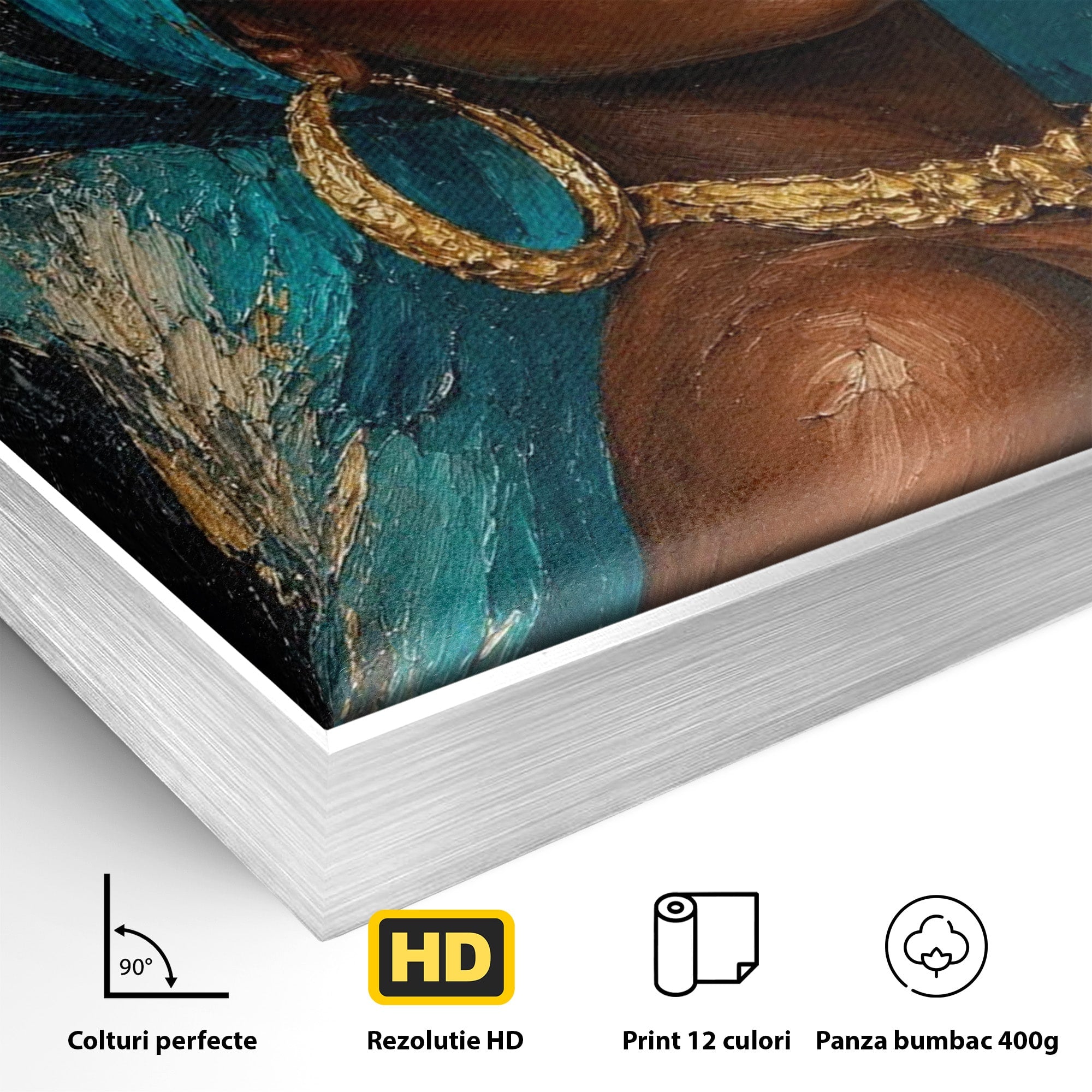 Tablou Canvas Premium LuxCanva® PI1016, Eleganta Africana, Portret, Femeie, Eleganta, Turban, Dormitor, Living, Culori Vibrante
