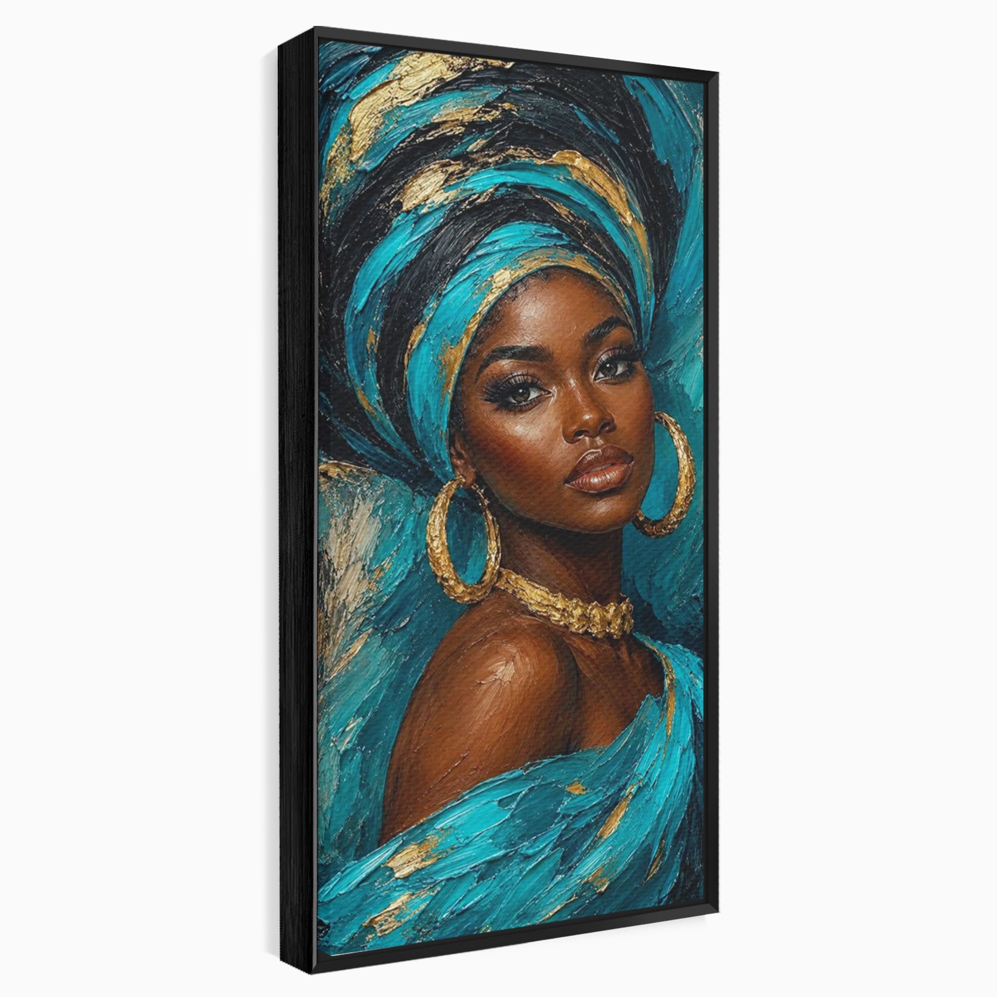 Tablou Canvas Premium LuxCanva® PI1016, Eleganta Africana, Portret, Femeie, Eleganta, Turban, Dormitor, Living, Culori Vibrante