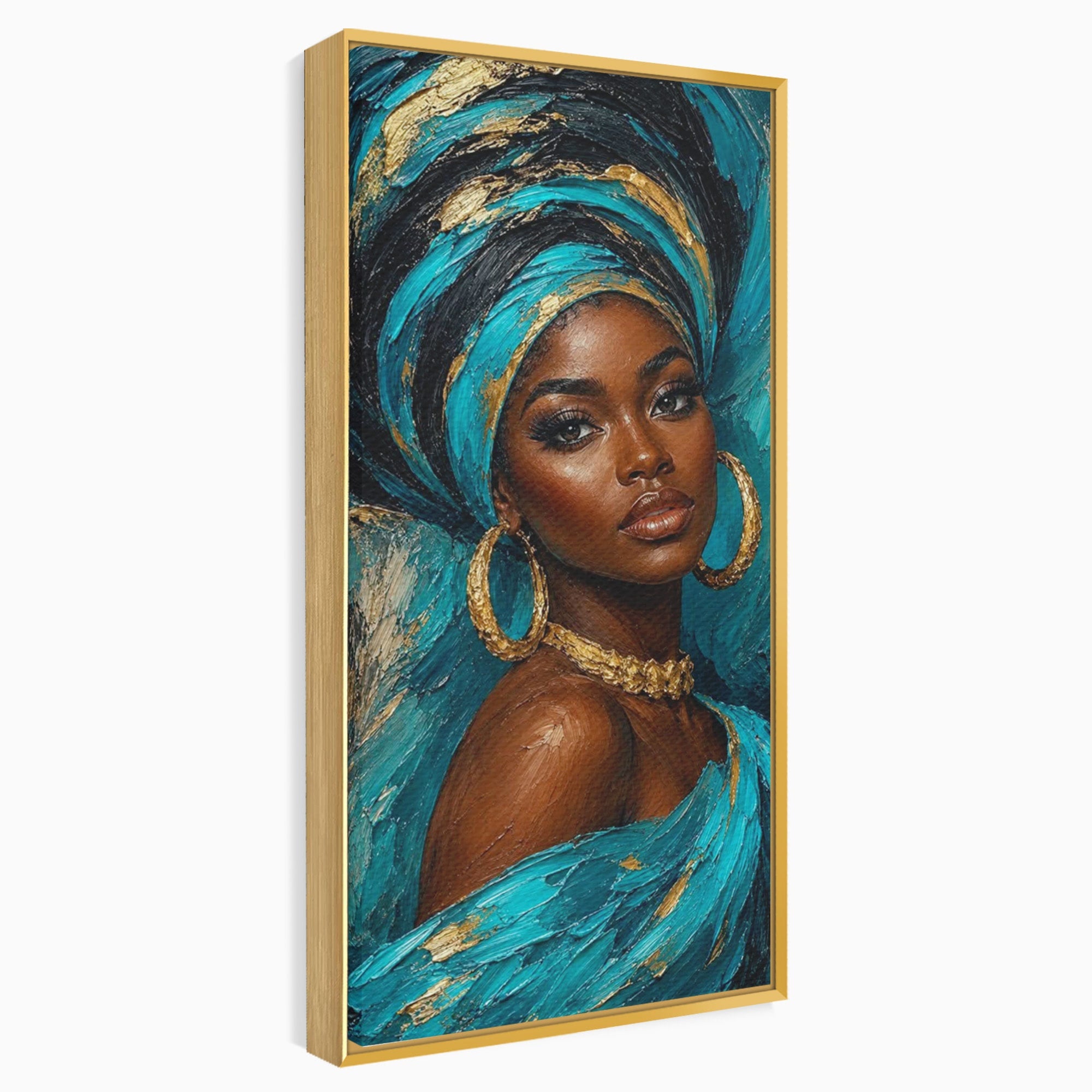 Tablou Canvas Premium LuxCanva® PI1016, Eleganta Africana, Portret, Femeie, Eleganta, Turban, Dormitor, Living, Culori Vibrante