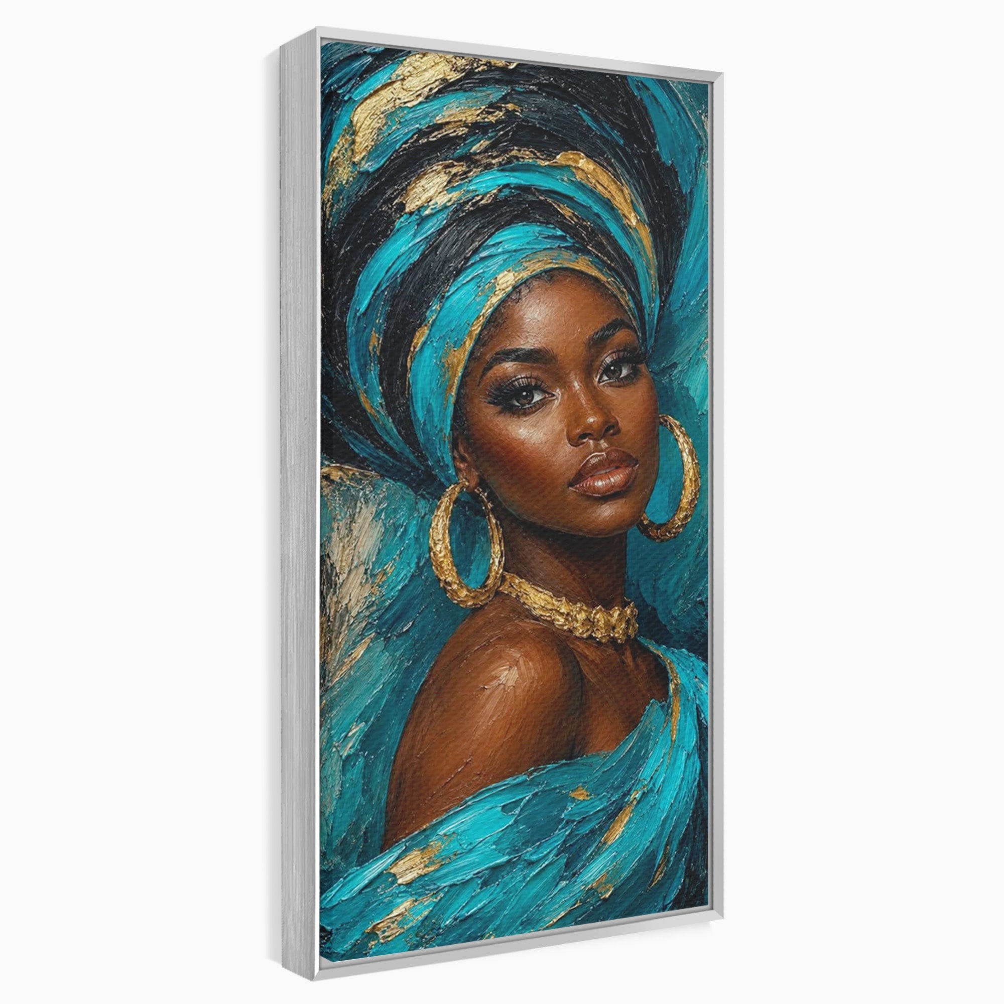Tablou Canvas Premium LuxCanva® PI1016, Eleganta Africana, Portret, Femeie, Eleganta, Turban, Dormitor, Living, Culori Vibrante