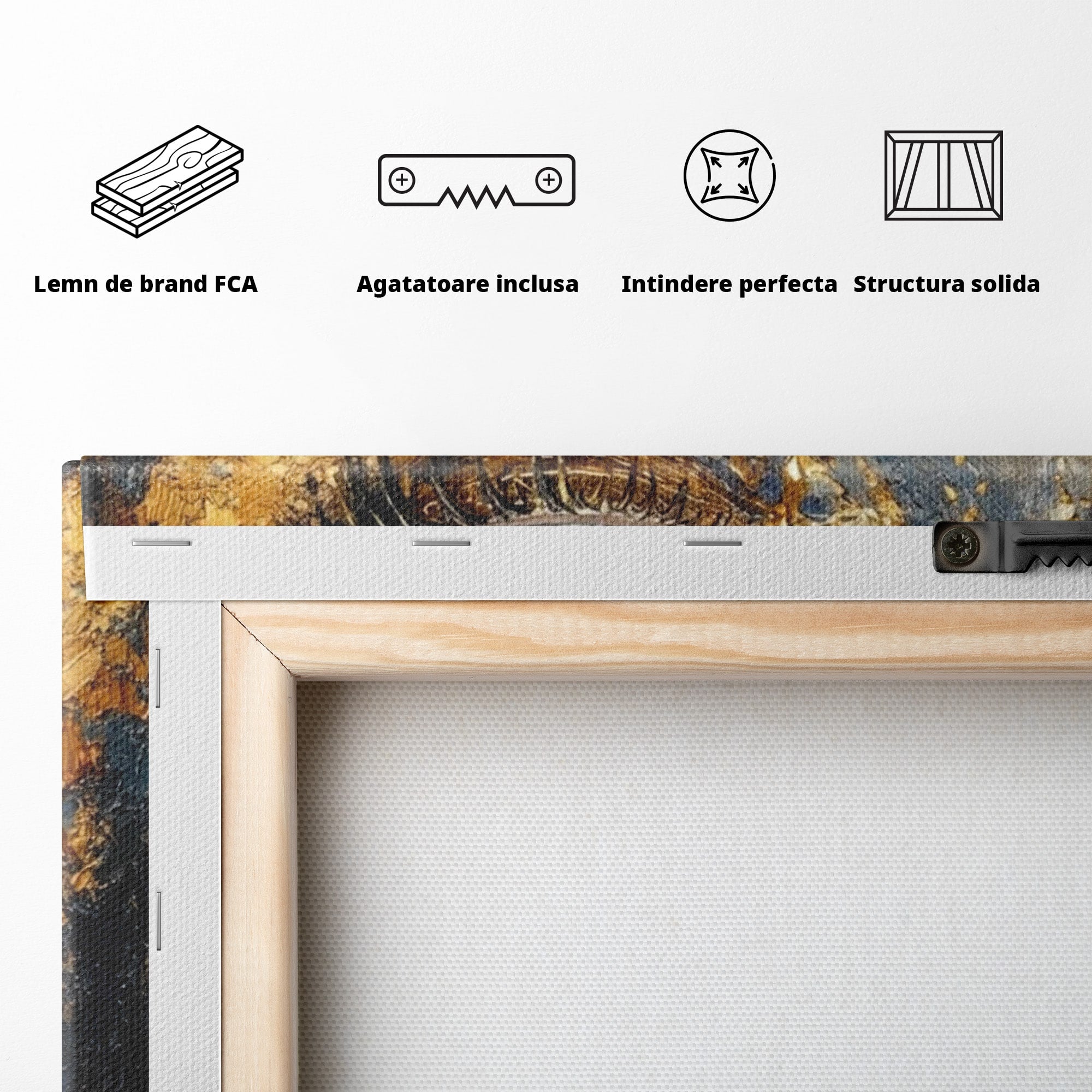 Tablou Canvas Premium LuxCanva® PI1017, Chipul De Aur, Portret, Abstract, Emotiv, Arta Contemporana, Living, Dormitor, Culori Vibrante