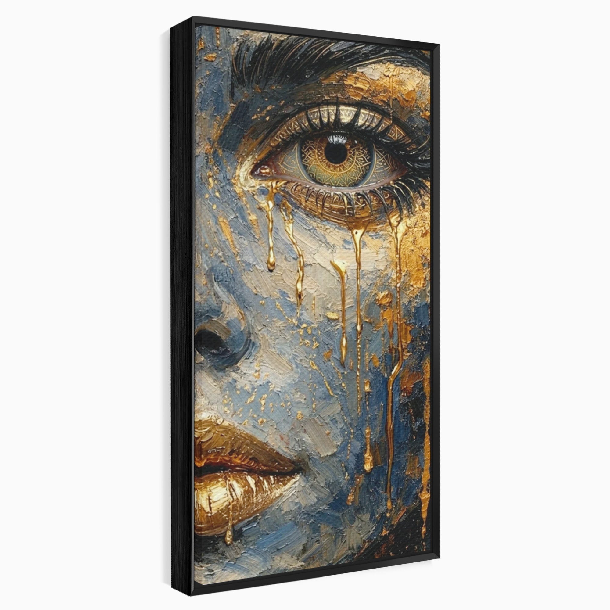 Tablou Canvas Premium LuxCanva® PI1017, Chipul De Aur, Portret, Abstract, Emotiv, Arta Contemporana, Living, Dormitor, Culori Vibrante