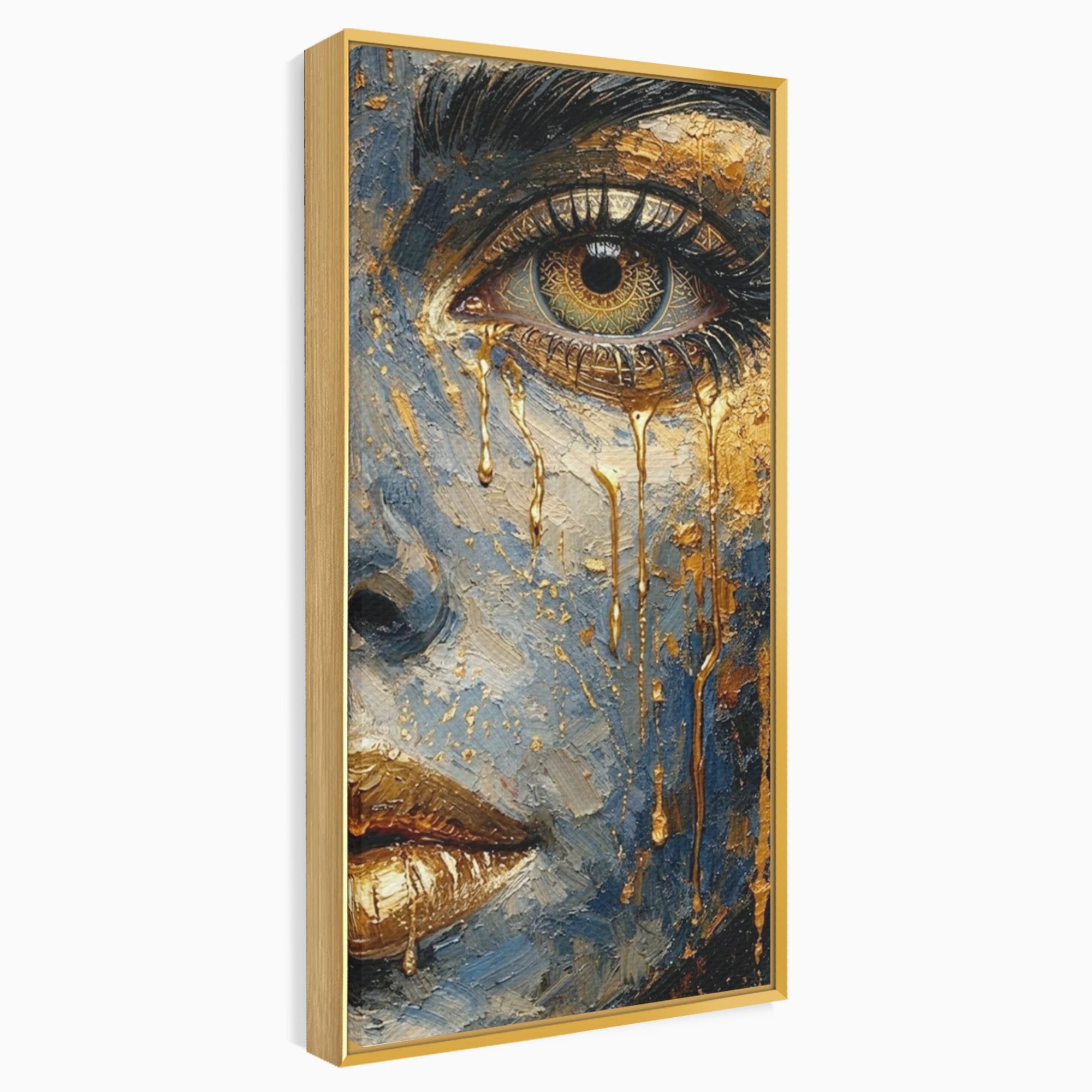 Tablou Canvas Premium LuxCanva® PI1017, Chipul De Aur, Portret, Abstract, Emotiv, Arta Contemporana, Living, Dormitor, Culori Vibrante