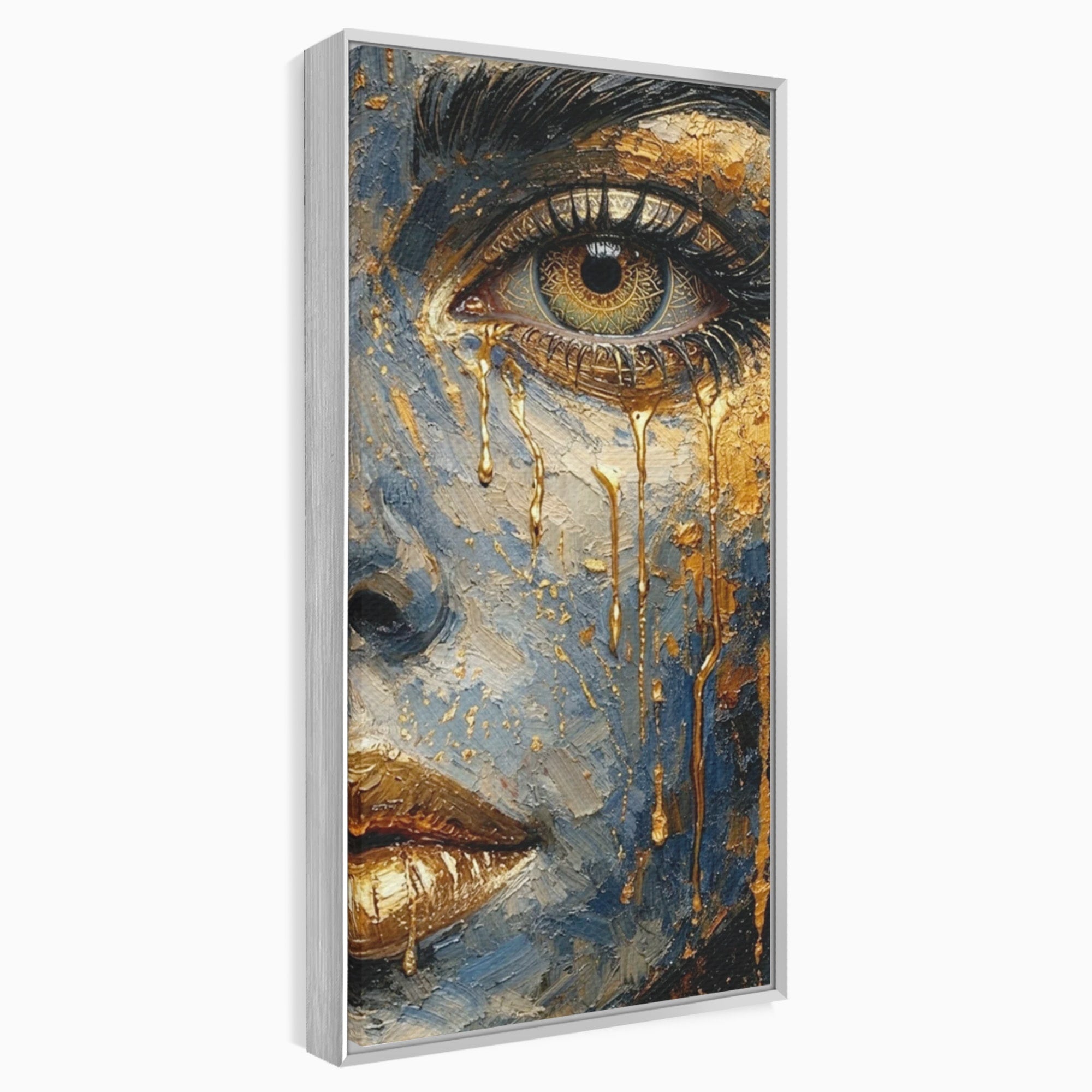 Tablou Canvas Premium LuxCanva® PI1017, Chipul De Aur, Portret, Abstract, Emotiv, Arta Contemporana, Living, Dormitor, Culori Vibrante