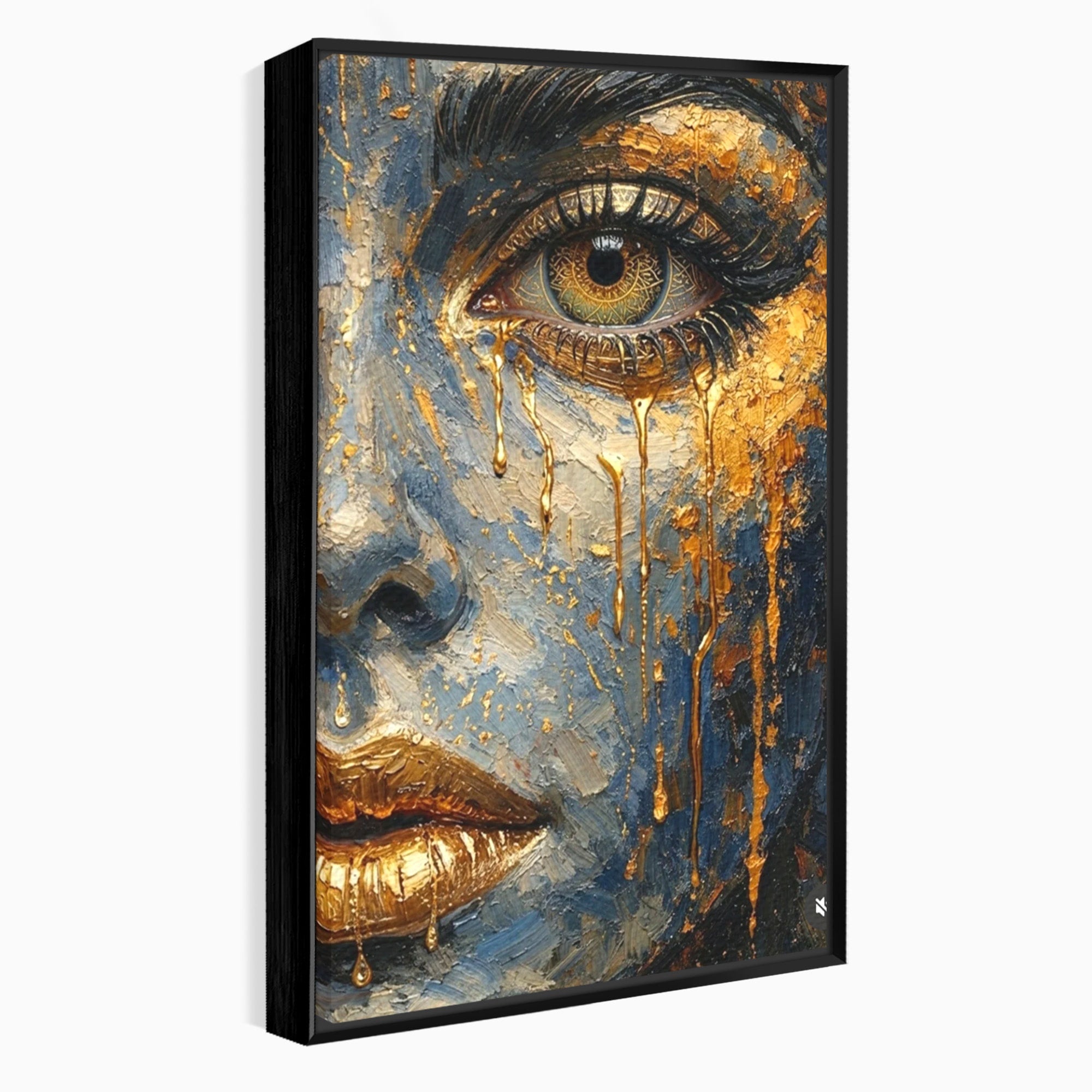 Tablou Canvas Premium LuxCanva® PI1017, Chipul De Aur, Portret, Abstract, Emotiv, Arta Contemporana, Living, Dormitor, Culori Vibrante