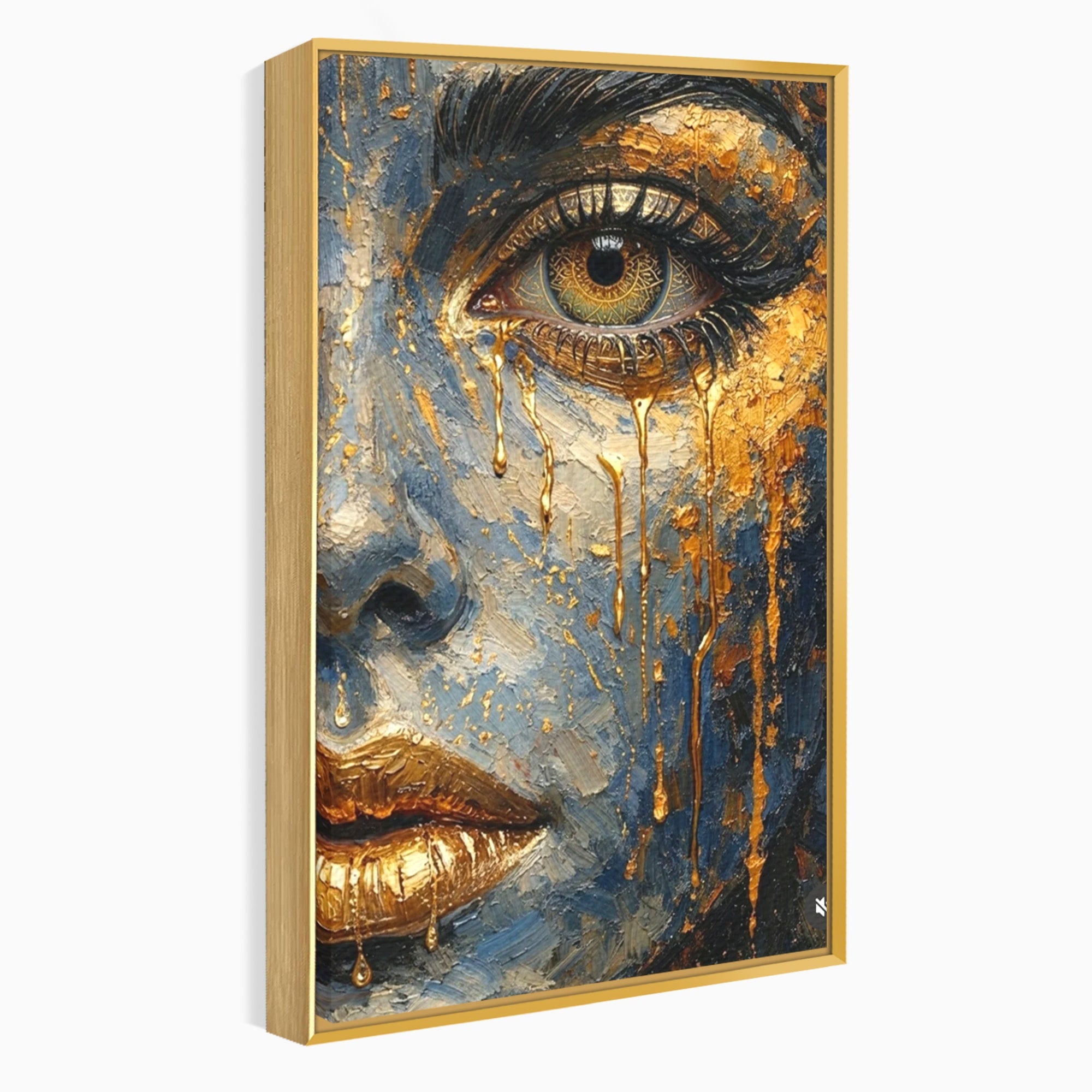 Tablou Canvas Premium LuxCanva® PI1017, Chipul De Aur, Portret, Abstract, Emotiv, Arta Contemporana, Living, Dormitor, Culori Vibrante
