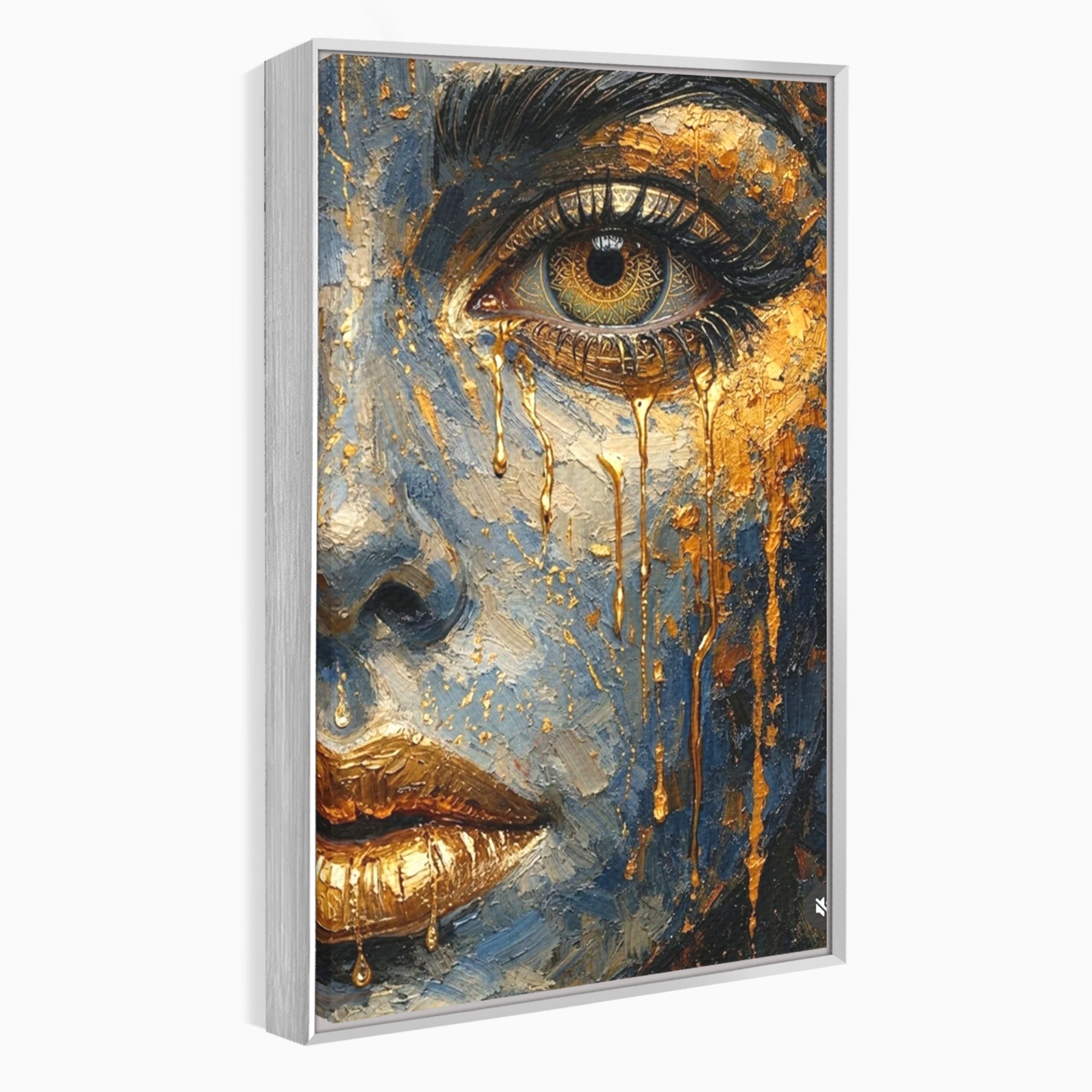 Tablou Canvas Premium LuxCanva® PI1017, Chipul De Aur, Portret, Abstract, Emotiv, Arta Contemporana, Living, Dormitor, Culori Vibrante