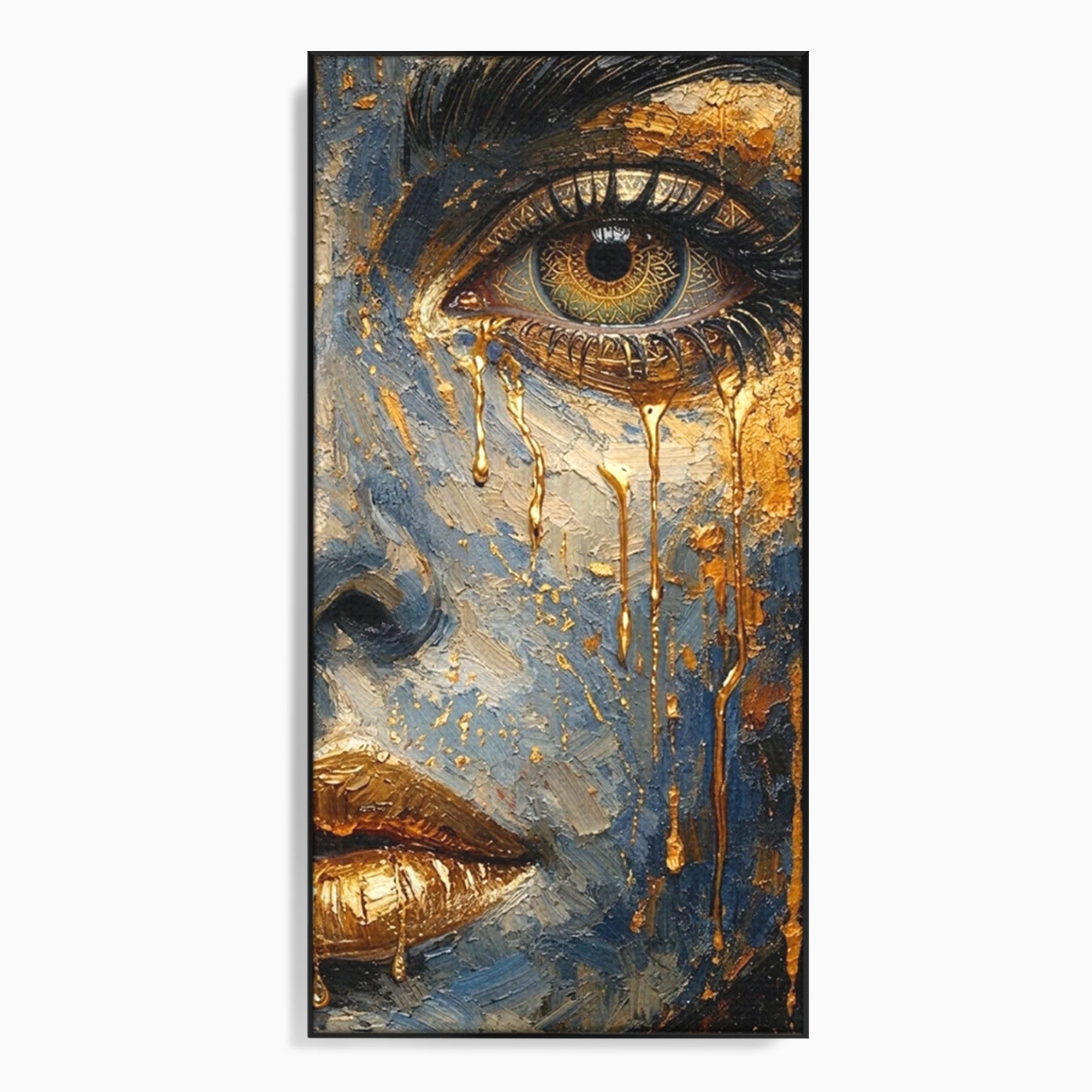 Tablou Canvas Premium LuxCanva® PI1017, Chipul De Aur, Portret, Abstract, Emotiv, Arta Contemporana, Living, Dormitor, Culori Vibrante