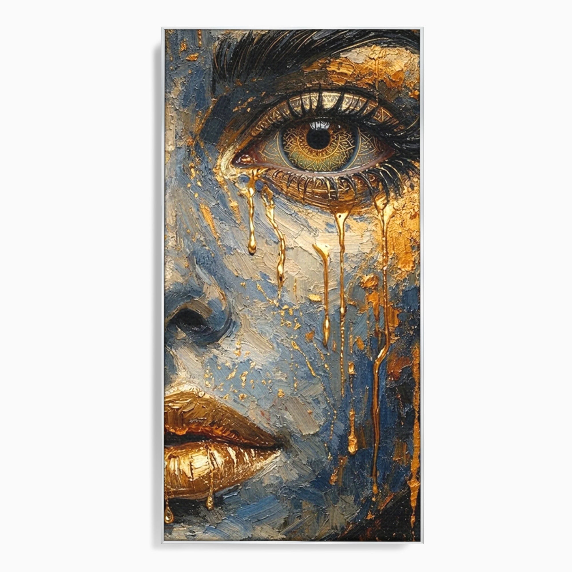Tablou Canvas Premium LuxCanva® PI1017, Chipul De Aur, Portret, Abstract, Emotiv, Arta Contemporana, Living, Dormitor, Culori Vibrante
