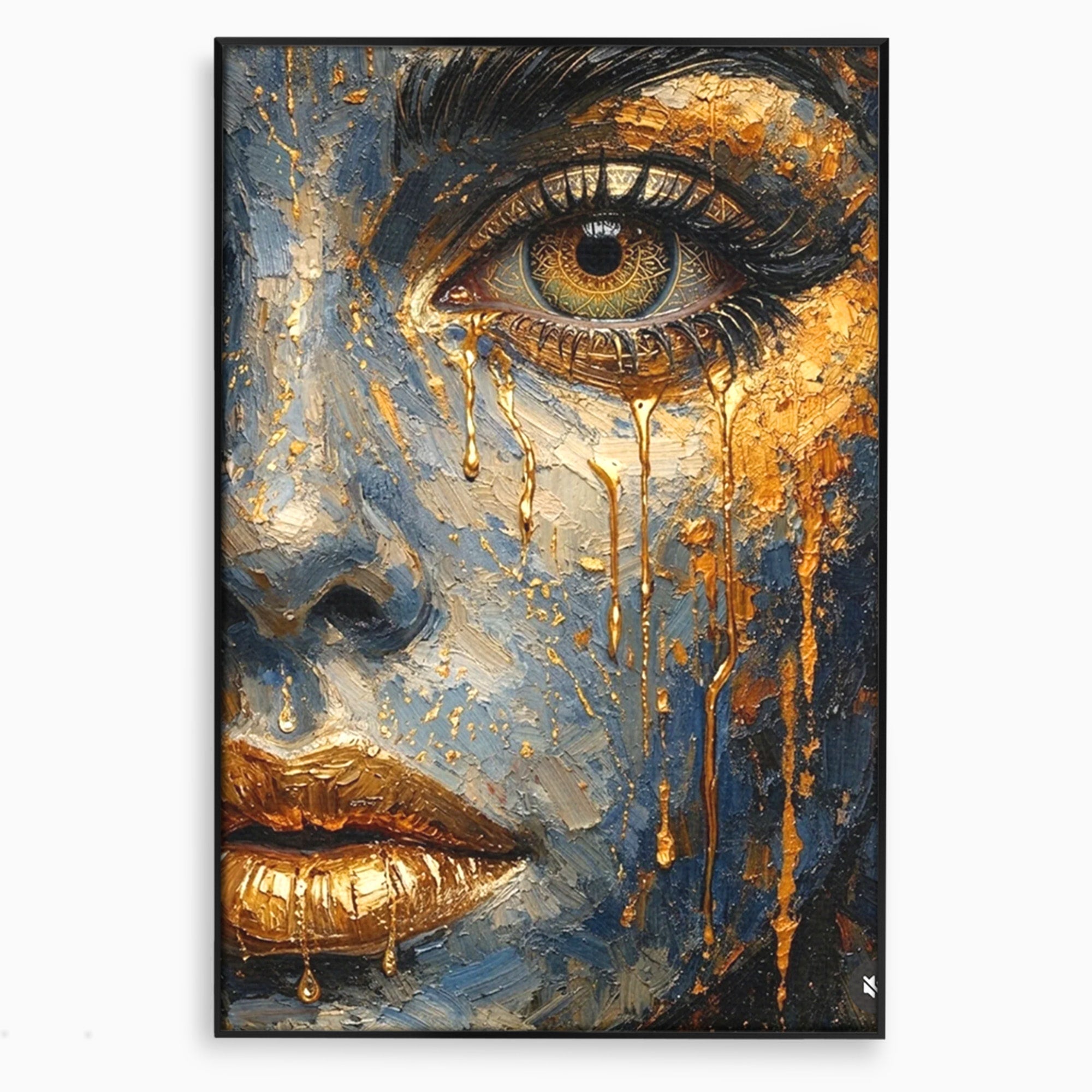 Tablou Canvas Premium LuxCanva® PI1017, Chipul De Aur, Portret, Abstract, Emotiv, Arta Contemporana, Living, Dormitor, Culori Vibrante