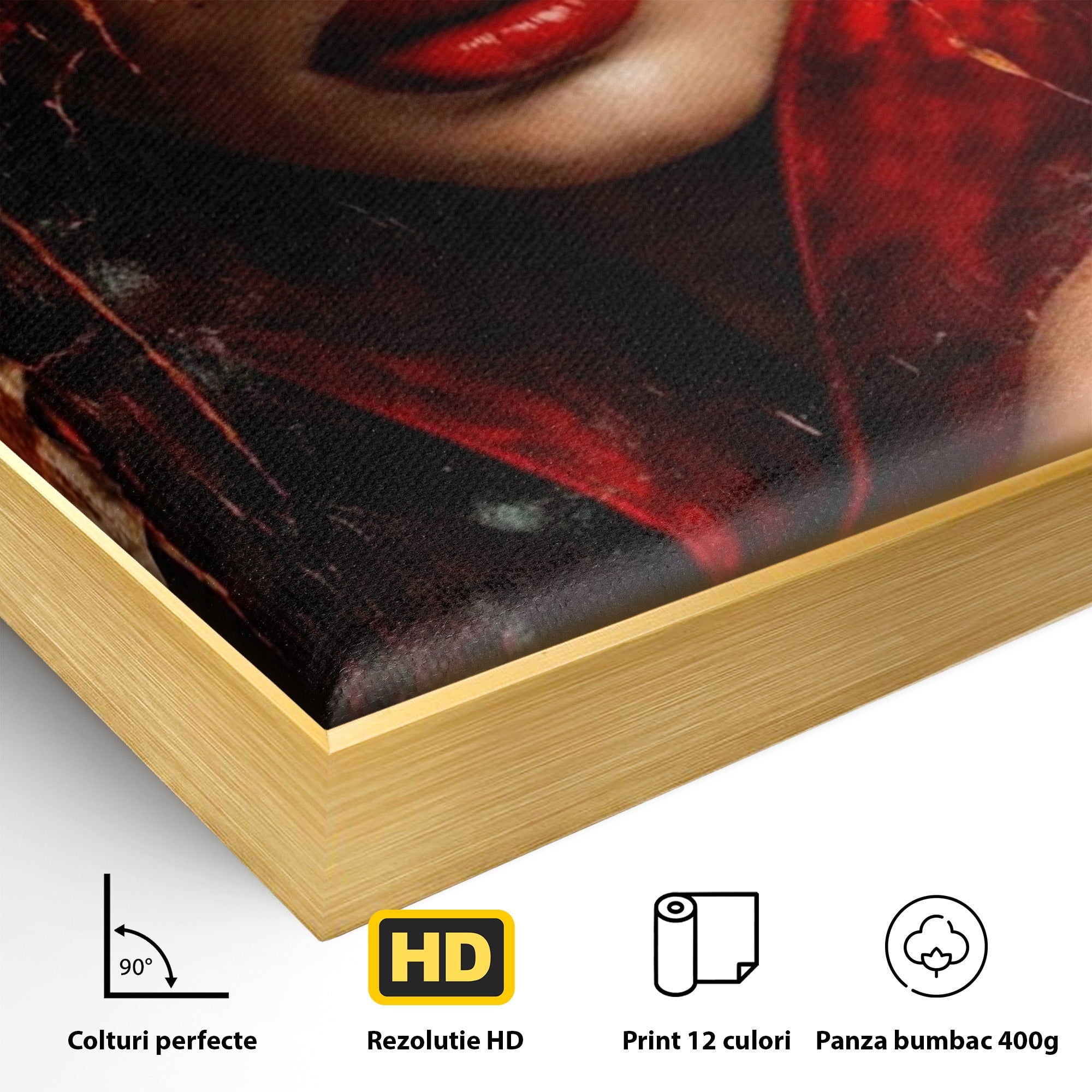 Tablou Canvas Premium LuxCanva® PI1018, Femeie Misterioasa, Portret, Rosu, Femeie, Mister, Arta, Living, Dormitor, Culori Vibrante