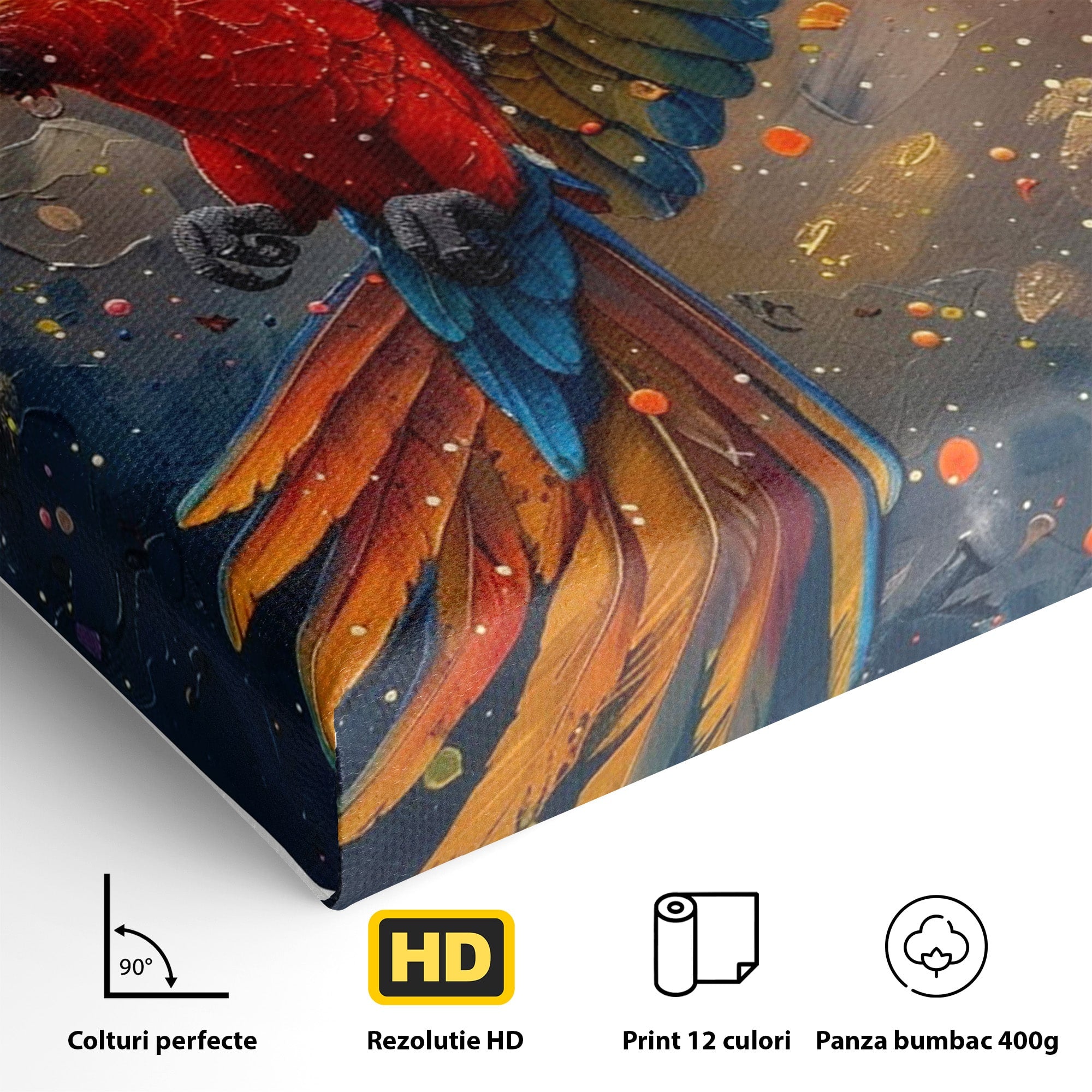 Tablou Canvas Premium LuxCanva® PI1020, Papagal Exotic, Papagal, Exotic, Natura, Living, Colorat, Culori Vibrante