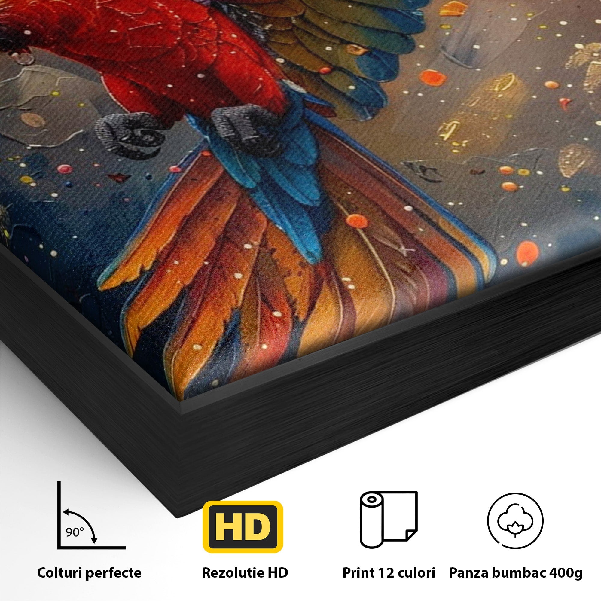 Tablou Canvas Premium LuxCanva® PI1020, Papagal Exotic, Papagal, Exotic, Natura, Living, Colorat, Culori Vibrante