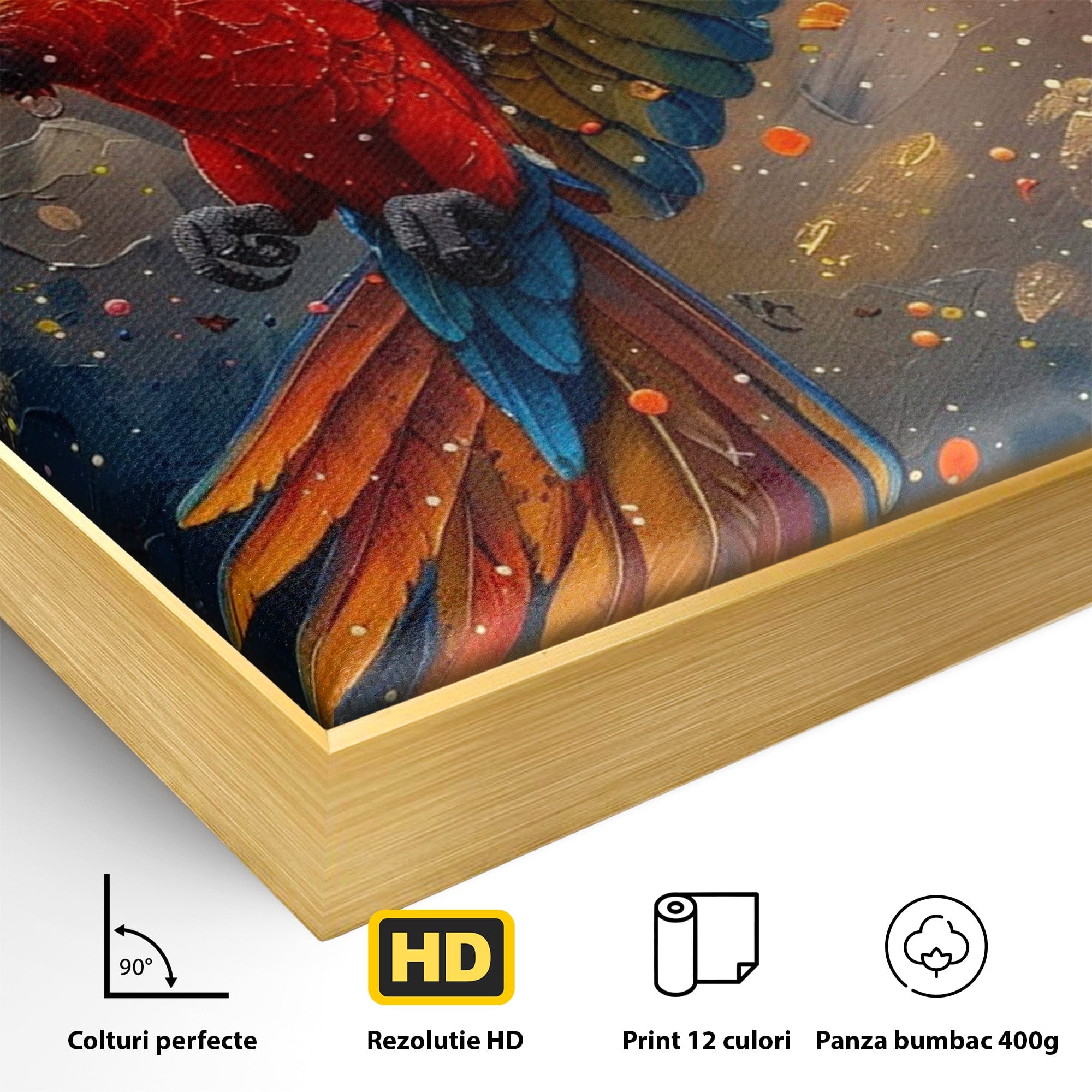 Tablou Canvas Premium LuxCanva® PI1020, Papagal Exotic, Papagal, Exotic, Natura, Living, Colorat, Culori Vibrante