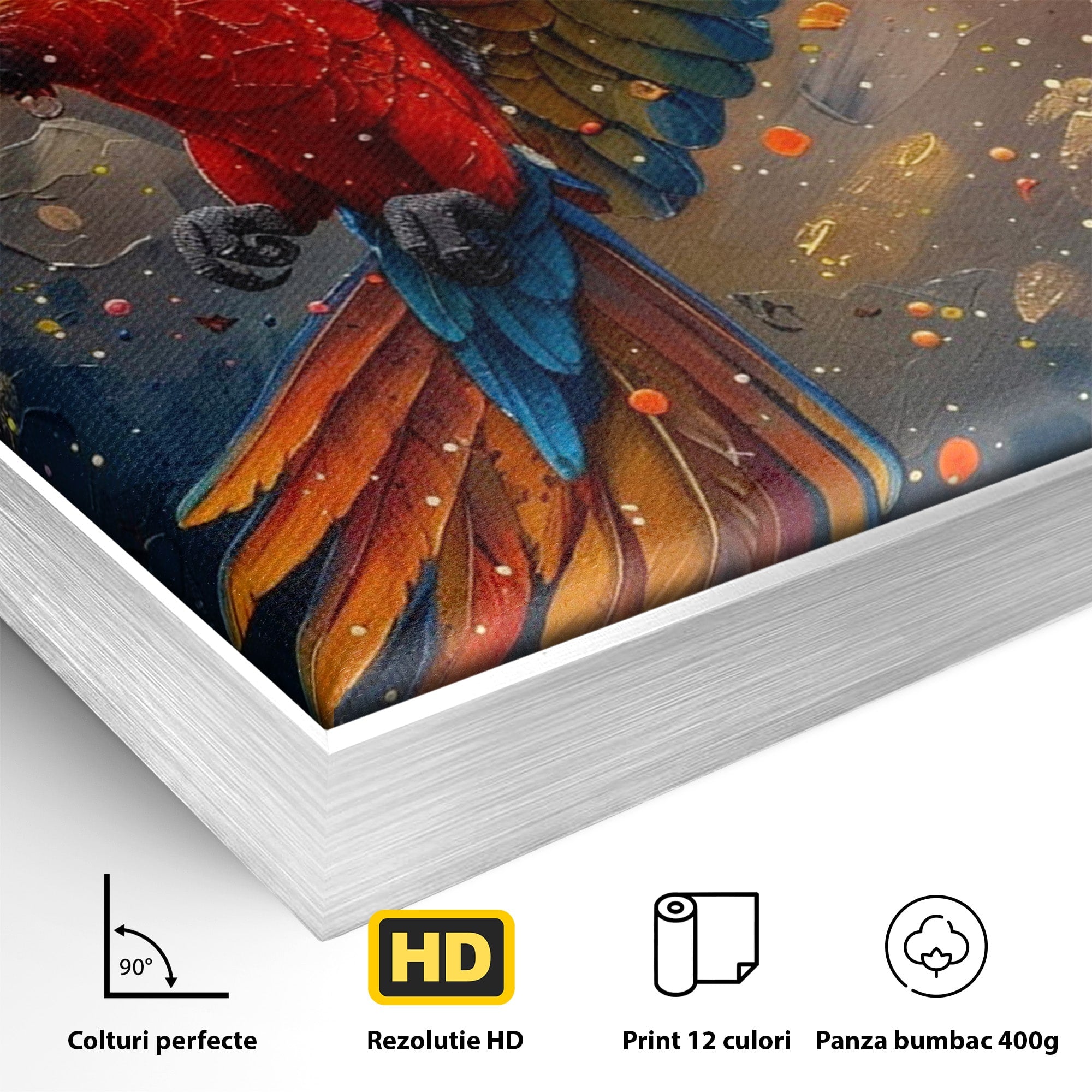 Tablou Canvas Premium LuxCanva® PI1020, Papagal Exotic, Papagal, Exotic, Natura, Living, Colorat, Culori Vibrante