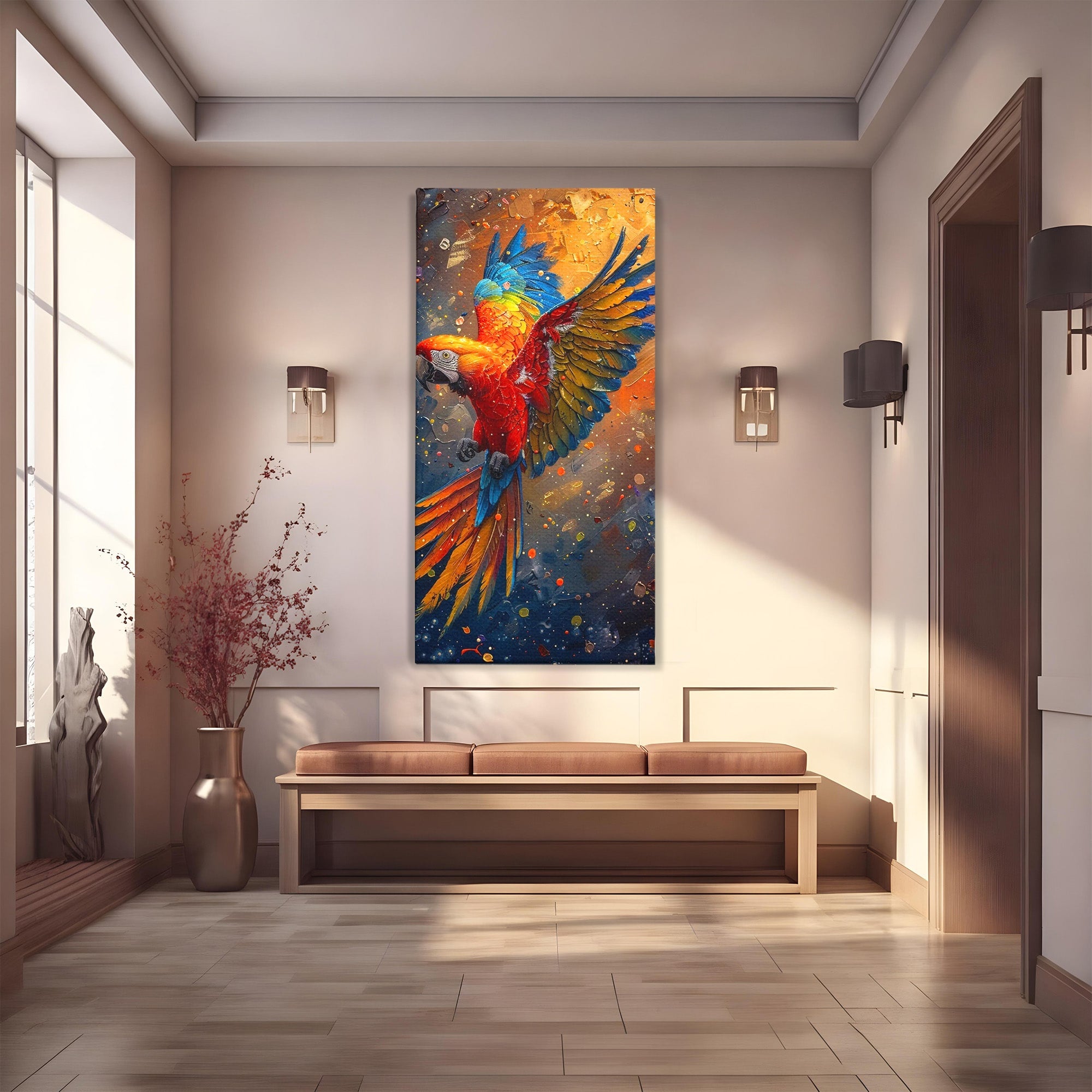 Tablou Canvas Premium LuxCanva® PI1020, Papagal Exotic, Papagal, Exotic, Natura, Living, Colorat, Culori Vibrante