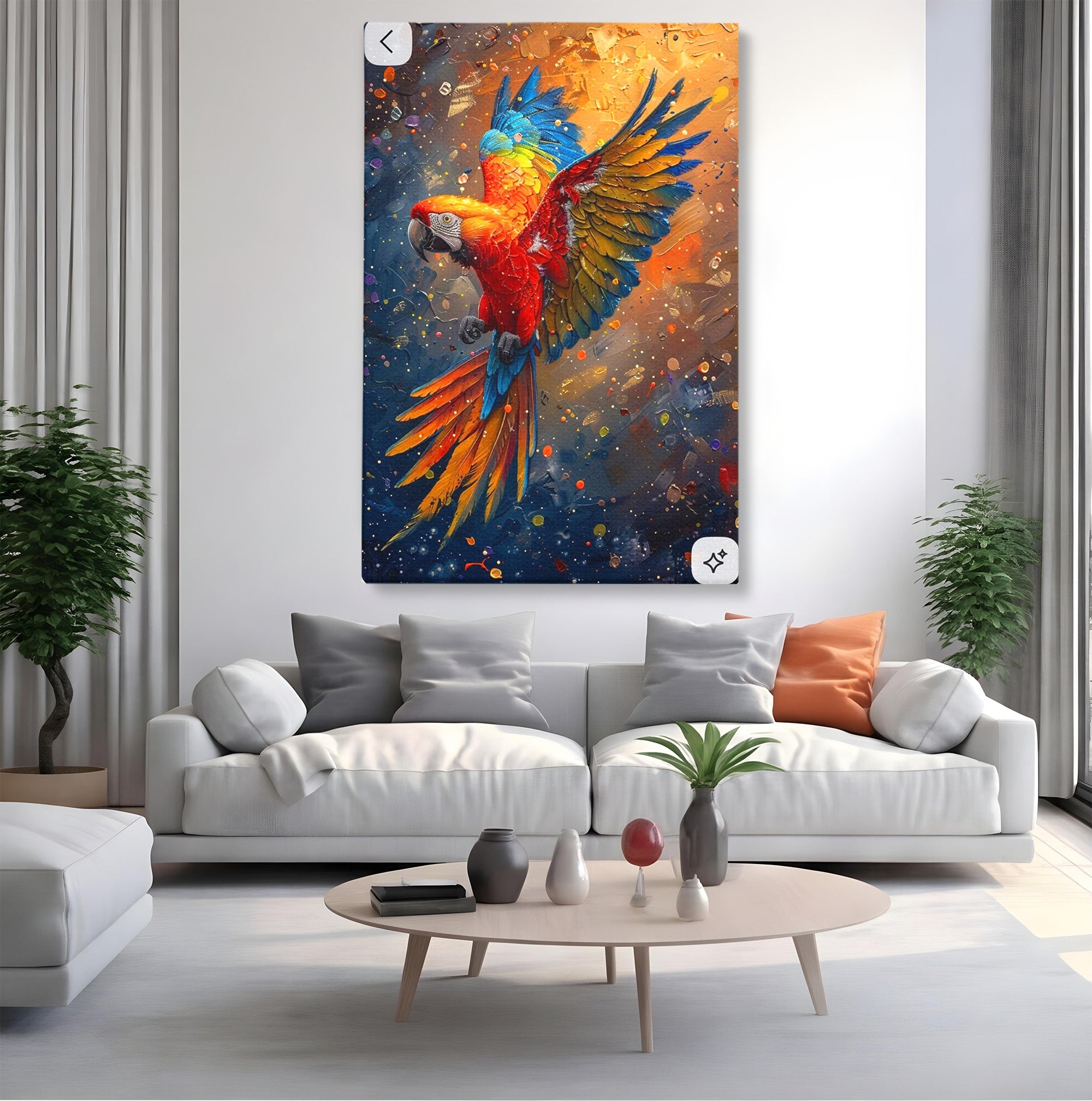 Tablou Canvas Premium LuxCanva® PI1020, Papagal Exotic, Papagal, Exotic, Natura, Living, Colorat, Culori Vibrante