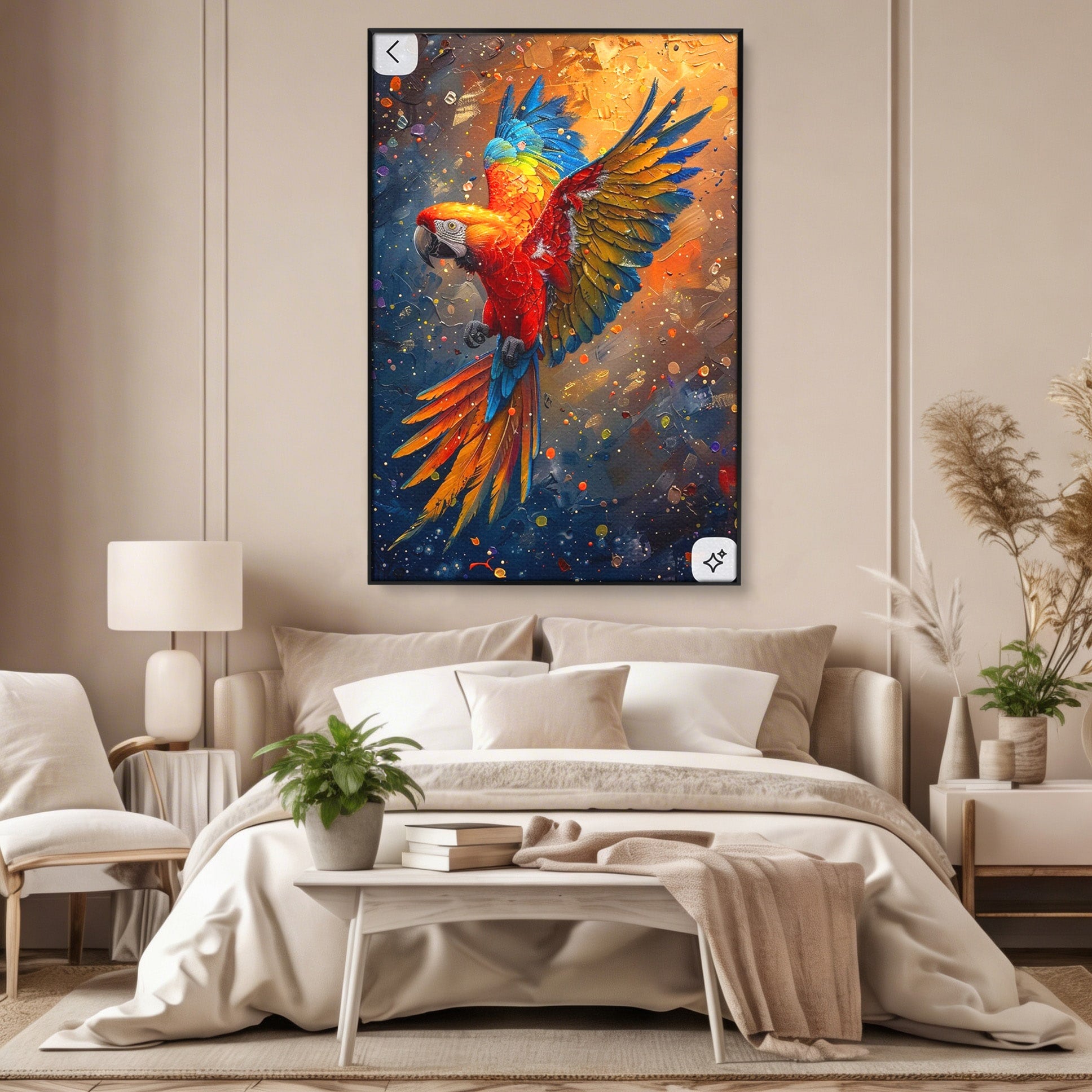 Tablou Canvas Premium LuxCanva® PI1020, Papagal Exotic, Papagal, Exotic, Natura, Living, Colorat, Culori Vibrante