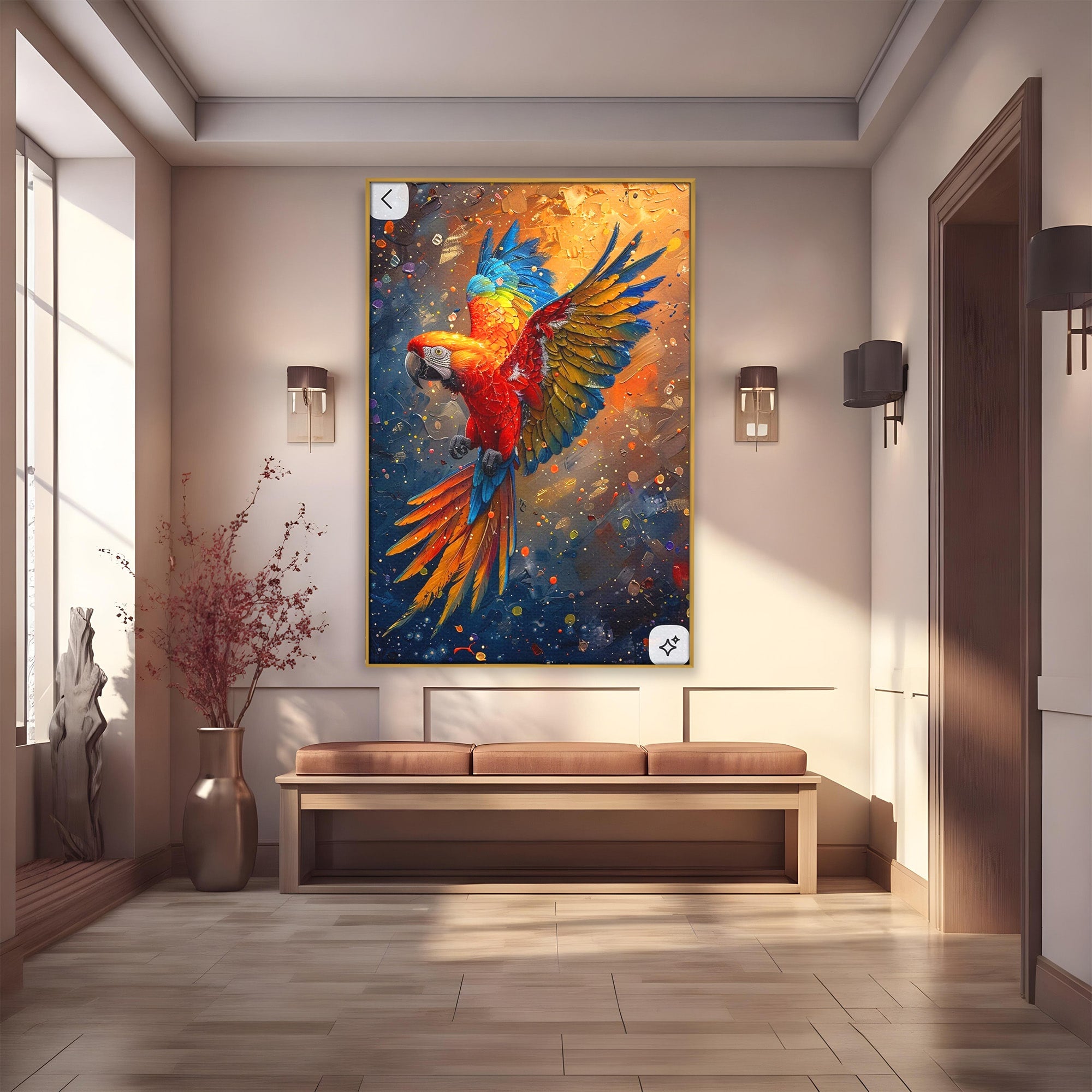 Tablou Canvas Premium LuxCanva® PI1020, Papagal Exotic, Papagal, Exotic, Natura, Living, Colorat, Culori Vibrante